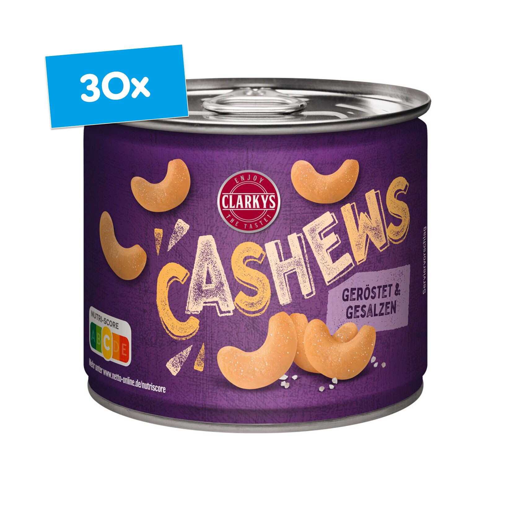 Clarkys Cashews geröstet und gesalzen 150 g, 30er Pack | 04316268672689