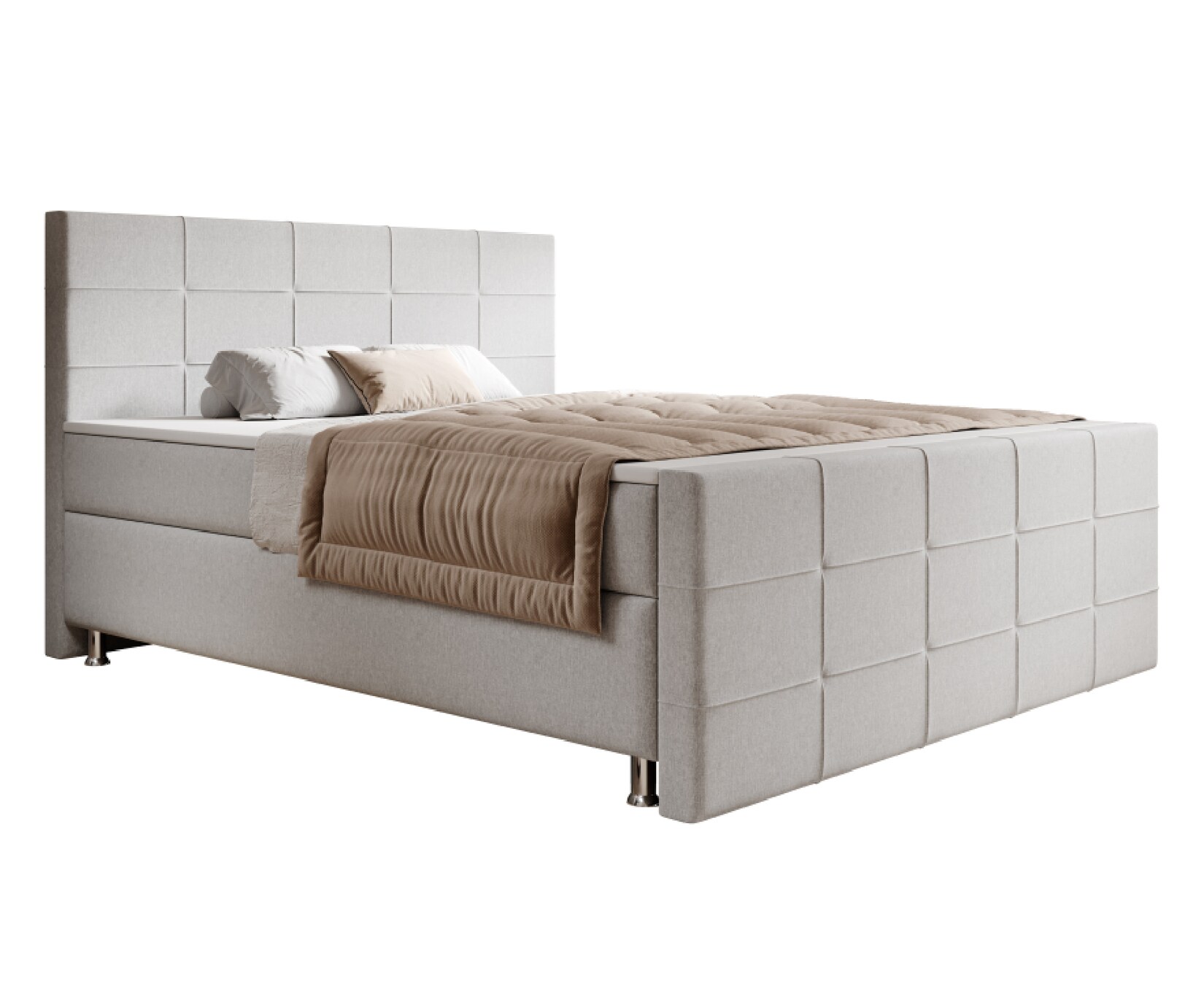 Boxspringbett Florenz 180x200cm versch. Farben – Silbergrau | 04065307005680