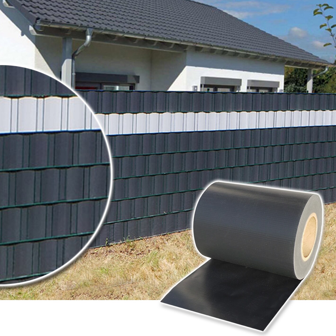 Plantiflex&reg; Sichtschutzrolle f&uuml;r Doppelstabmattenzaun 35m - anthrazit - Bild 1