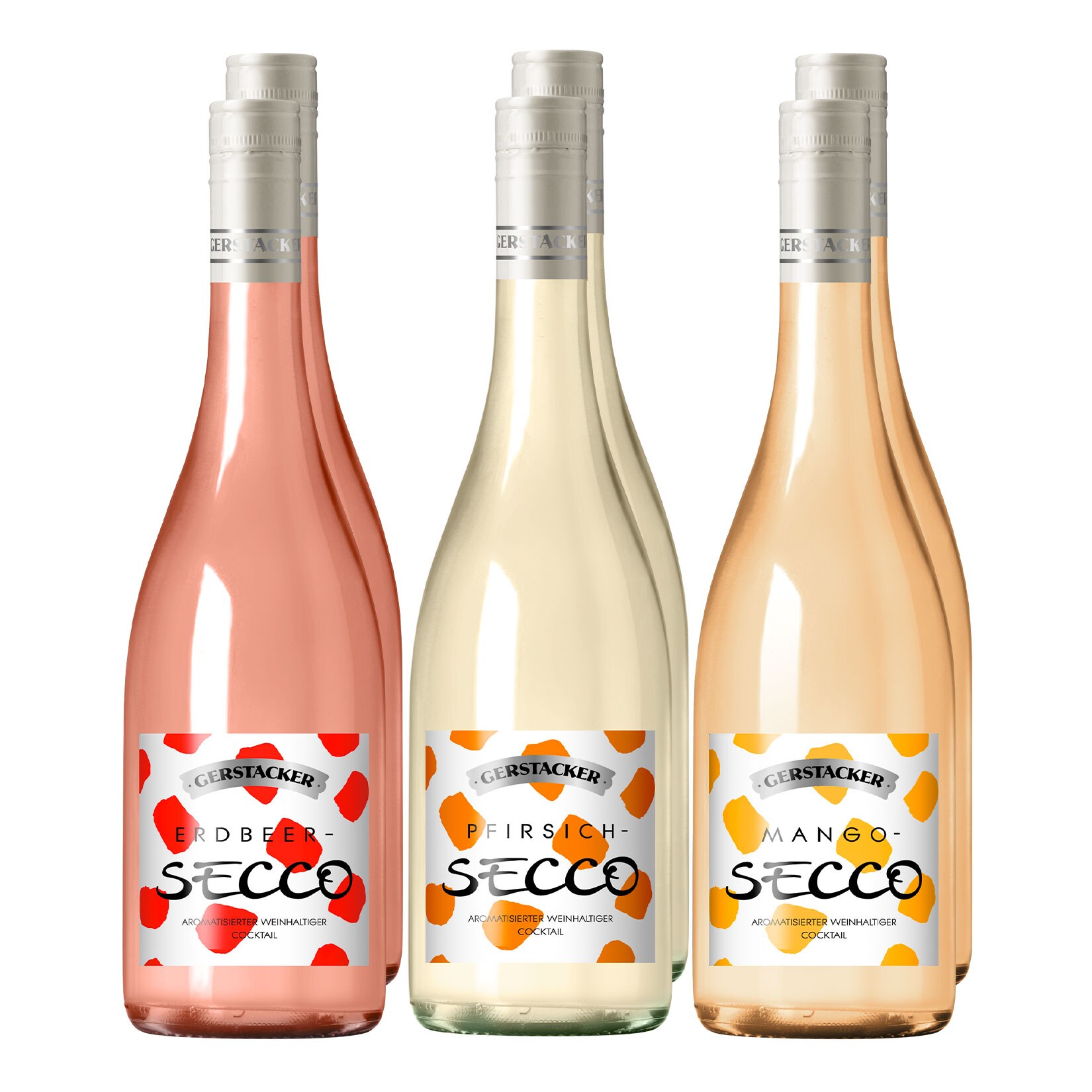 Netto Wein-Angebote - Gerstacker Fruchtsecco Erdbeer. Pfirsich, Mango 5,0 % vol 6 x 0,75 Liter