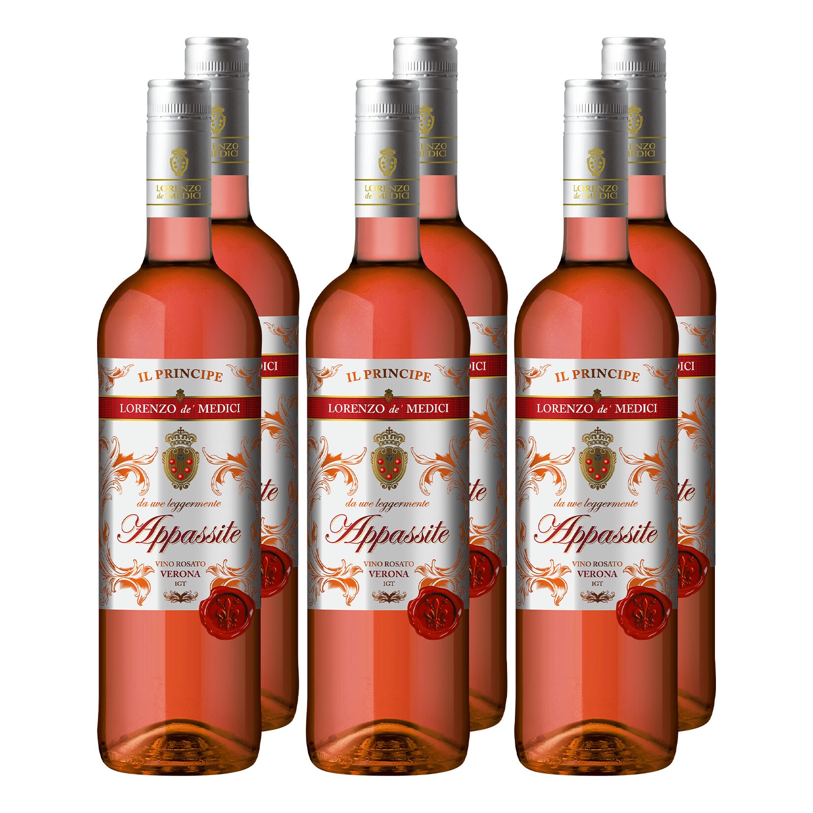 Netto Wein-Angebote - Weinpaket Lorenzo de%27 Medici Appassite Rosato 13,0 % vol 6 x 0,75 Liter