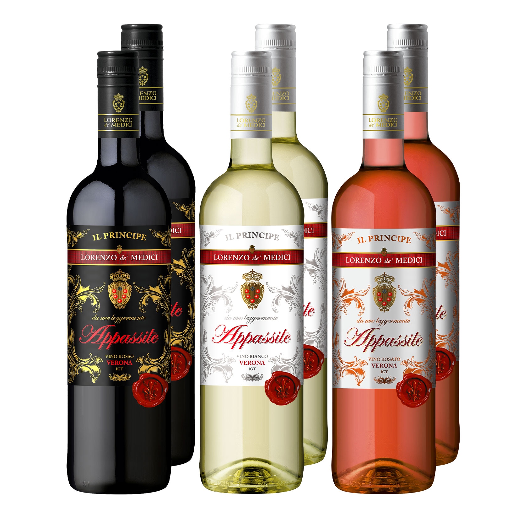 Weinpaket Lorenzo de' Medici Appassite verschiedene Sorten 13,0 % vol 6 x 0,75 Liter - Bild 1
