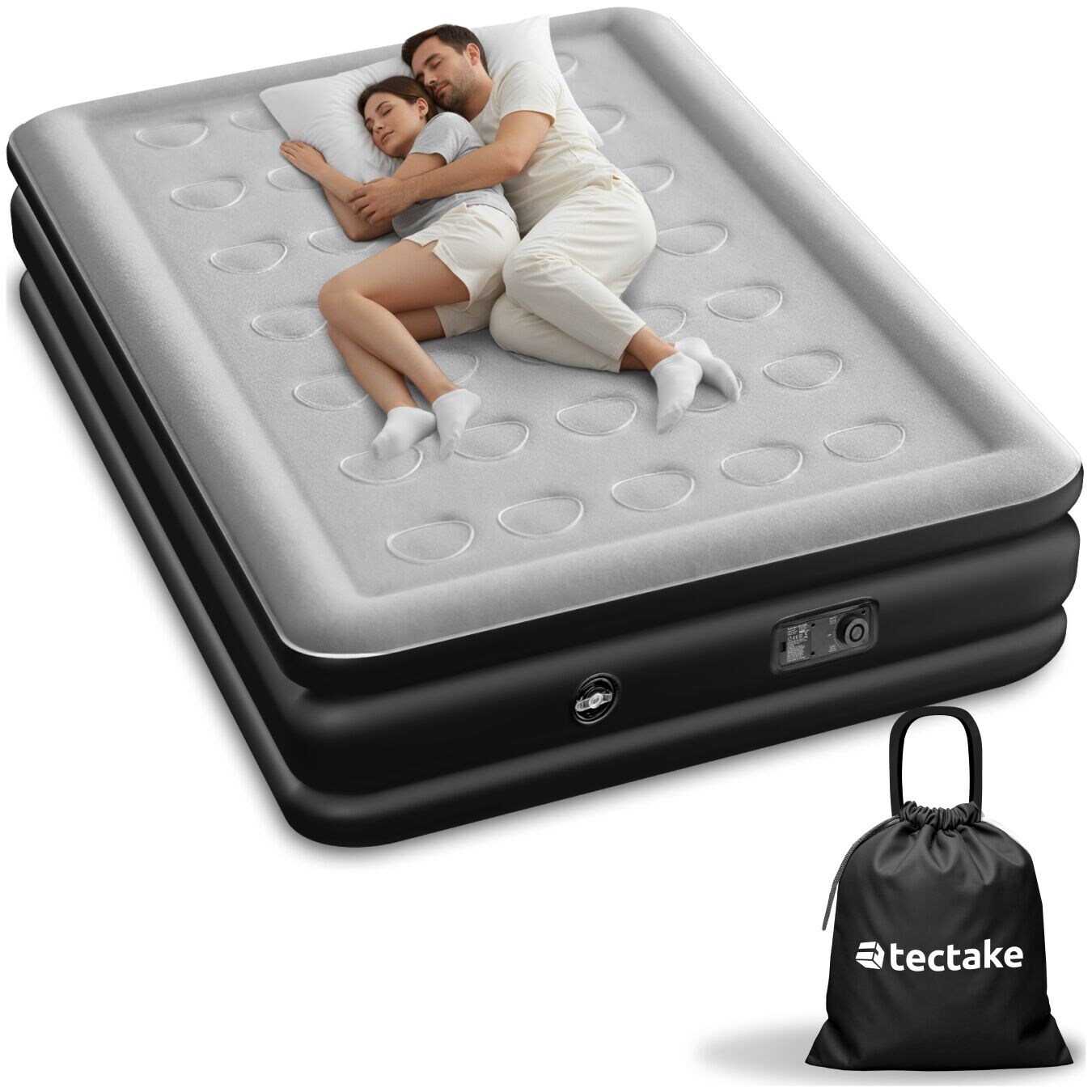 tectake® Aufblasbare Matratze, für 1 oder 2 Personen, ergonomisches Luftsäulensystem, inkl. manuellem Ventil und Tragebeutel