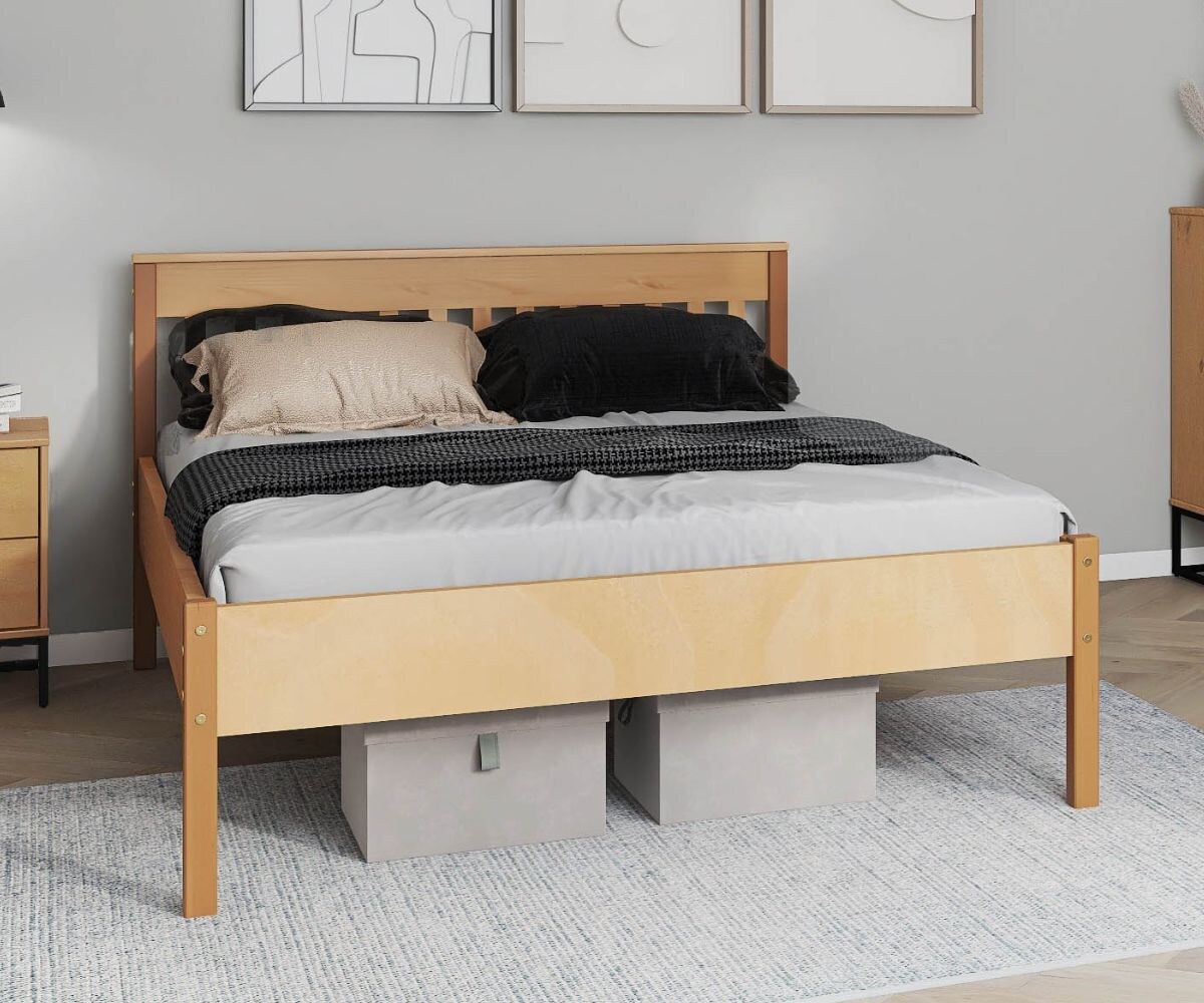 Inter Link Doppelbett Vivo 140×200 cm – Kiefer Massivholz – Inkl Lattenrost | 04010340230421