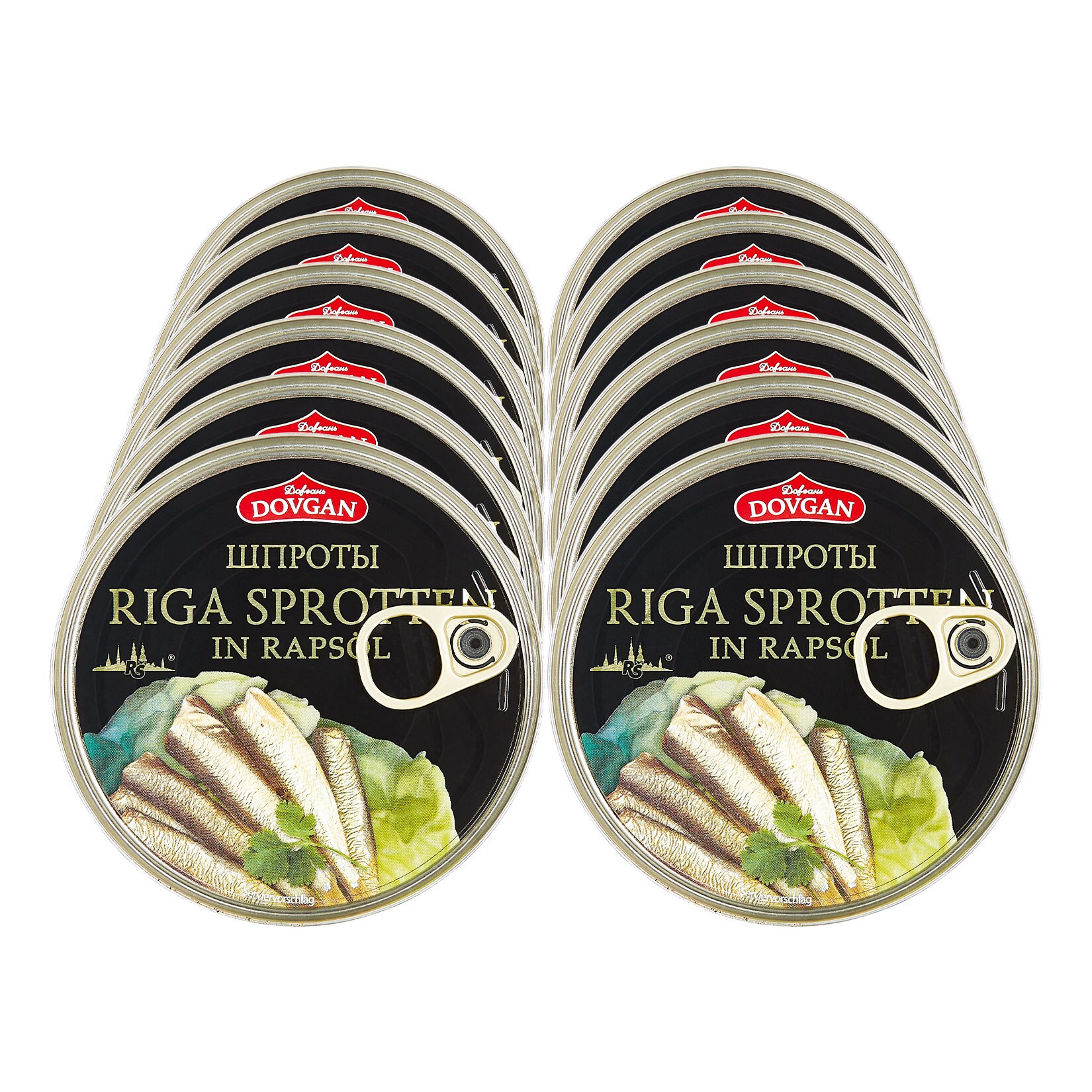 Dovgan Riga Sprotten in Rapsöl 160 g, 12er Pack