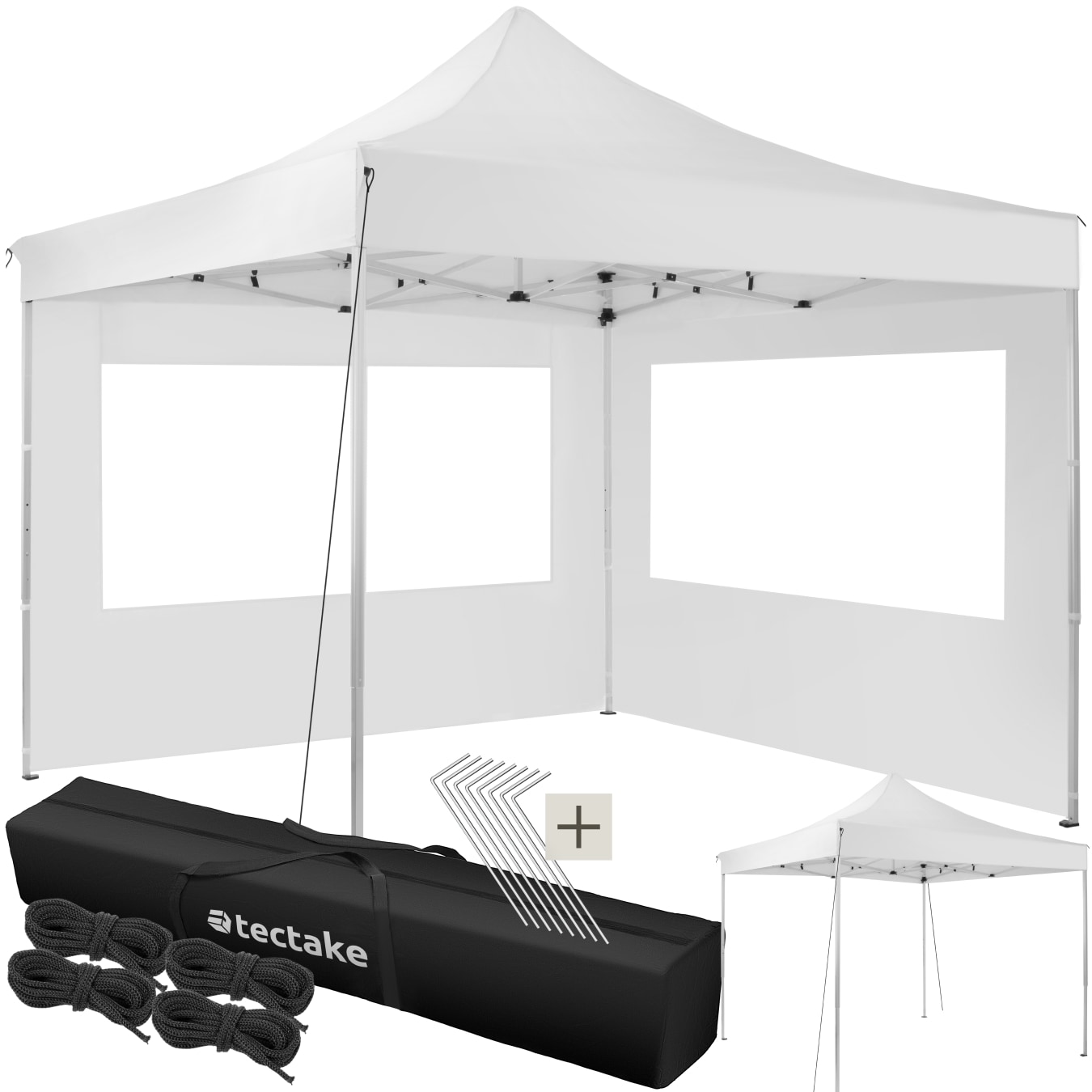 tectake&reg; Pavillon, 3 x 3 m, mit Aluminiumgestell, faltbar und h&ouml;henverstellbar, inklusive Spannseilen, Heringen und Tragetasche - Bild 1