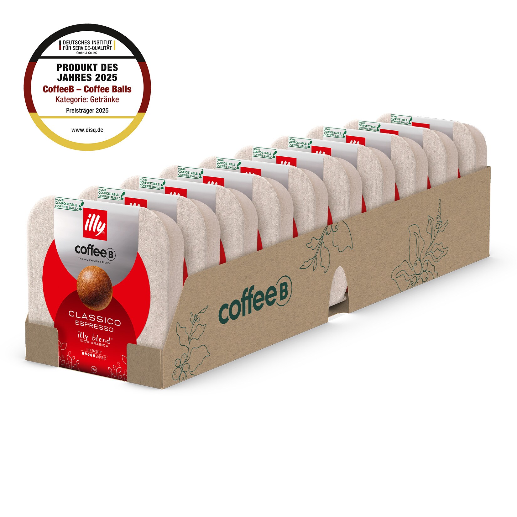 CoffeeB by illy Classico Espresso 9 Coffee Balls 55g, 10er Pack | 08003753224350