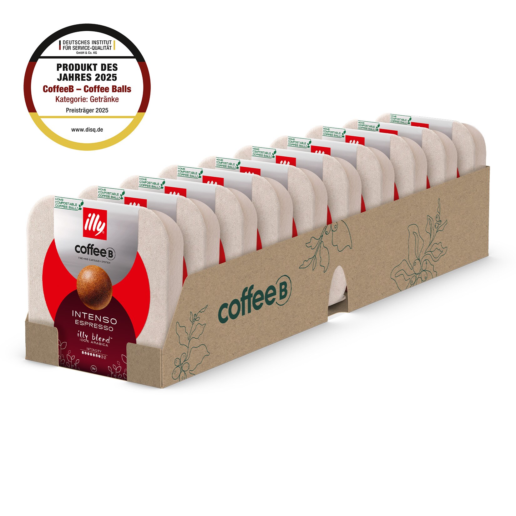 CoffeeB by illy Intenso Espresso 9 Coffee Balls 55g, 10er Pack | 08003753224381