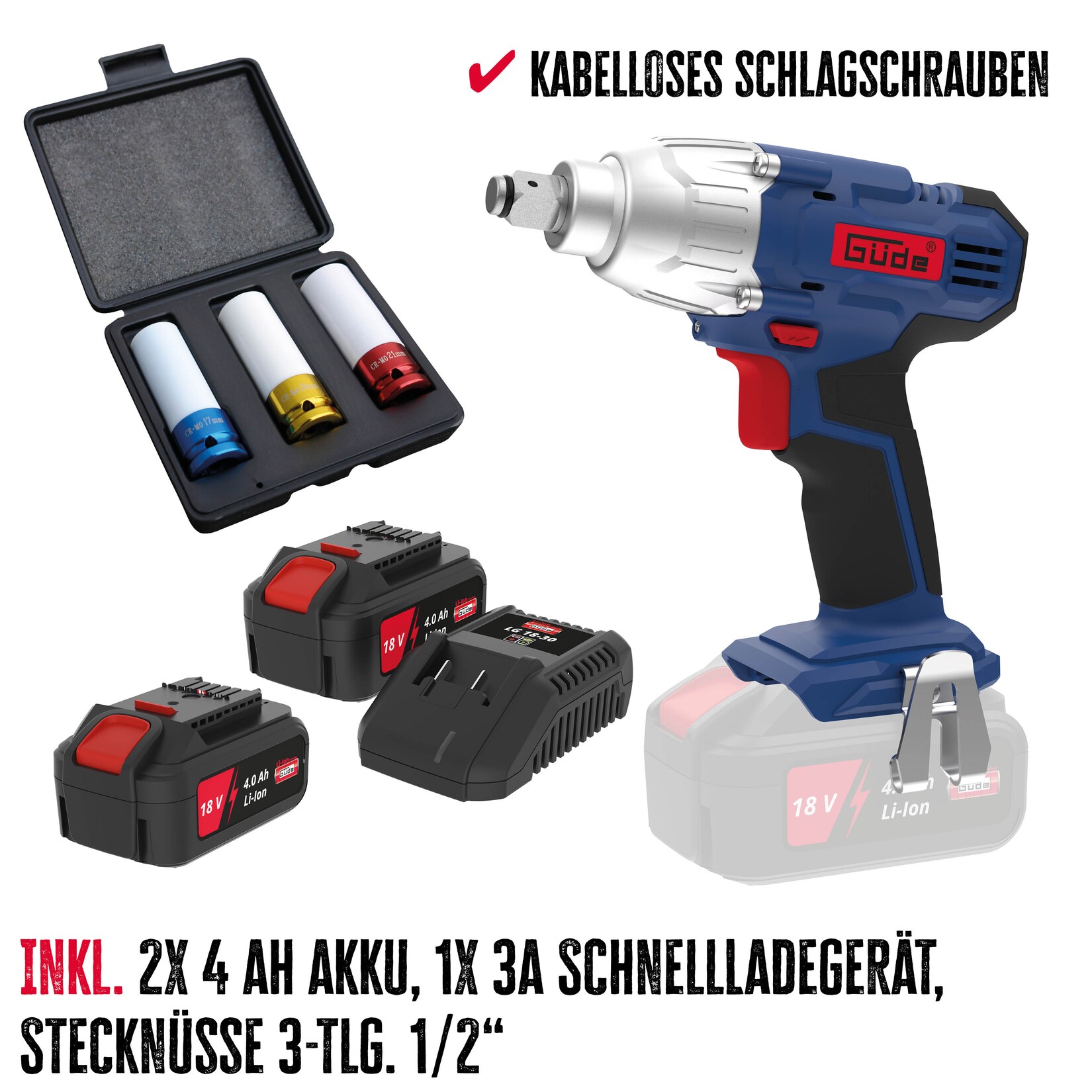 Güde Akku Schlagschrauber Set | 04015671186225