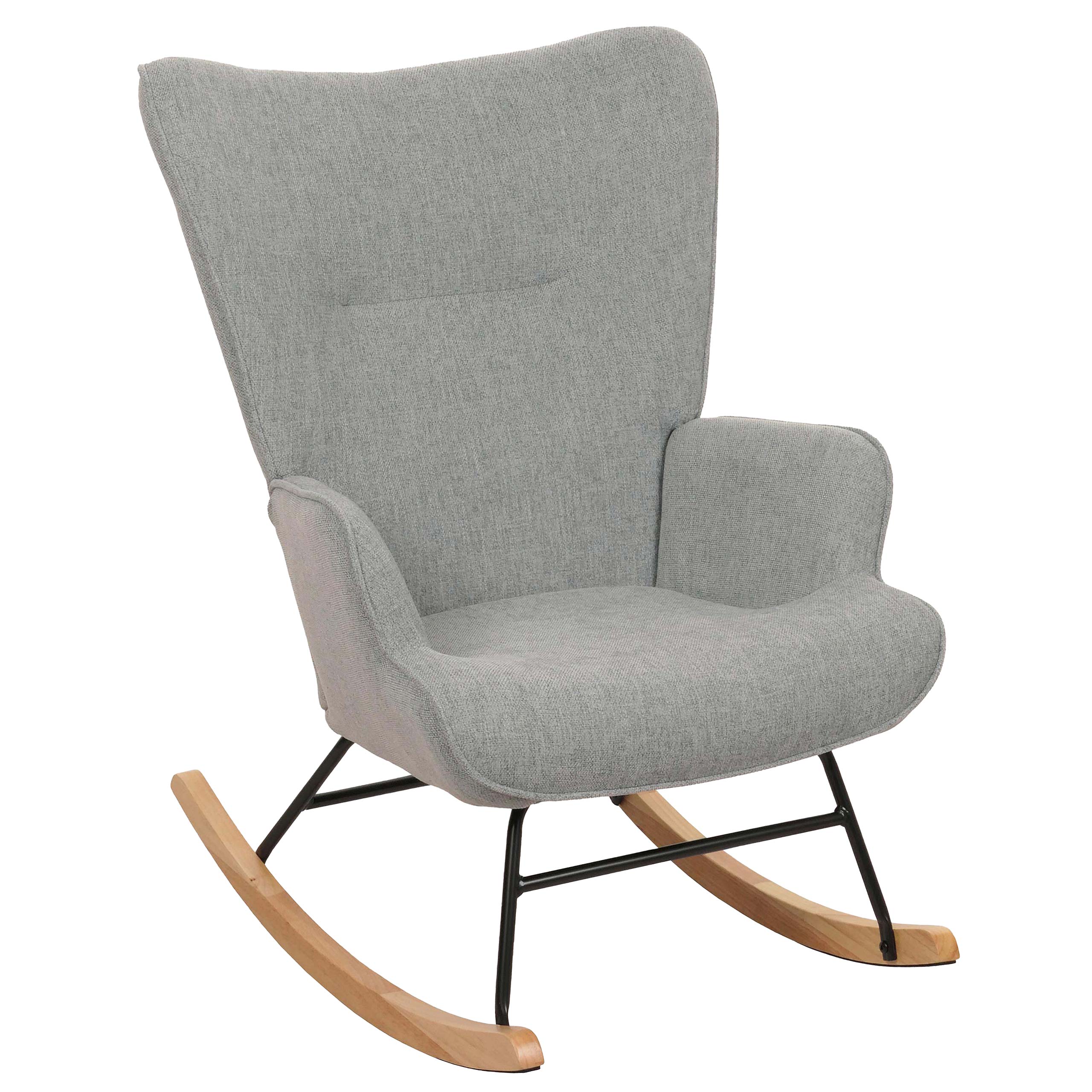 Schaukelstuhl MCW-N14, Schwingstuhl Relaxsessel Fernsehsessel, Massiv-Holz Metall Stoff/Textil 320g/m&sup2; ~ grau-gr&uuml;n - Bild 1