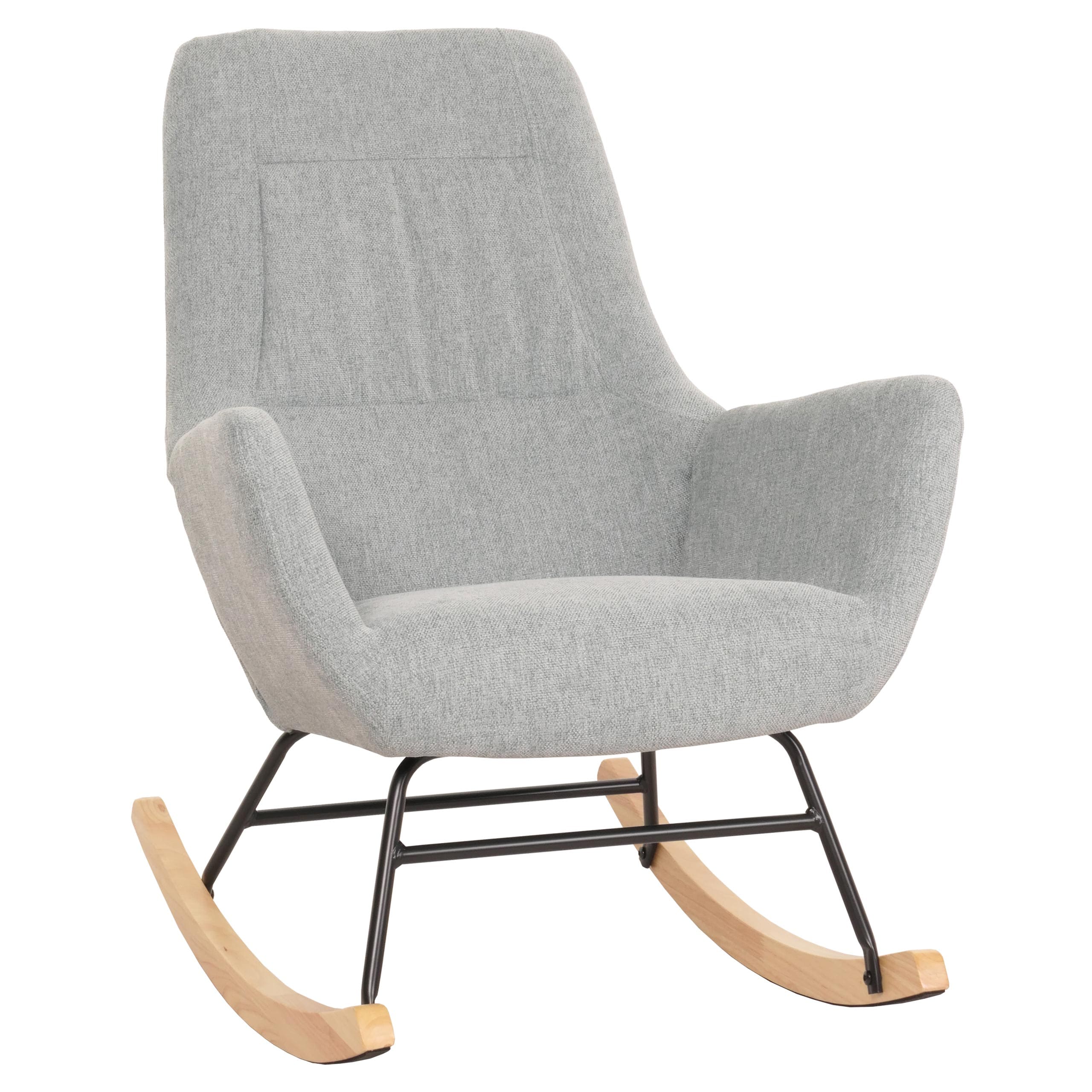 Schaukelstuhl MCW-N13, Schwingstuhl Relaxsessel Fernsehsessel, Massiv-Holz Metall Stoff/Textil 320g/m&sup2; ~ grau-gr&uuml;n - Bild 1