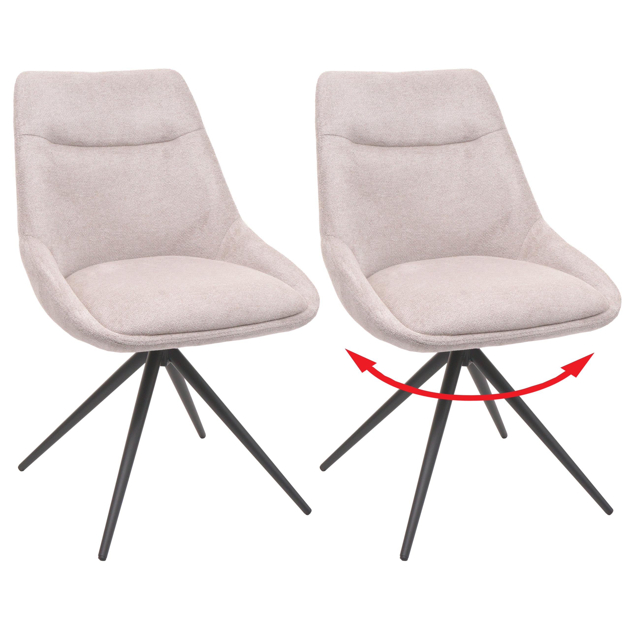 2er-Set Esszimmerstuhl MCW-M65, K&uuml;chenstuhl Lehnstuhl Stuhl, drehbar Auto-Position Metall Stoff/Textil ~ creme-beige - Bild 1
