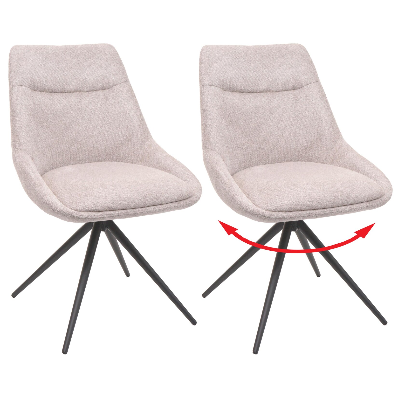 2er-Set Esszimmerstuhl MCW-M65, Küchenstuhl Lehnstuhl Stuhl, drehbar Auto-Position Metall Stoff/Textil ~ creme-beige