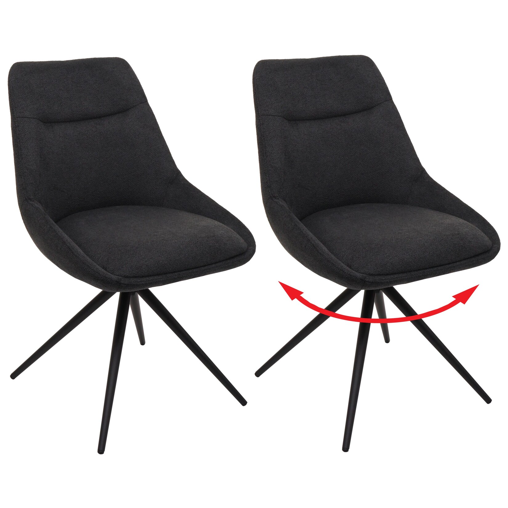 2er-Set Esszimmerstuhl MCW-M65, Küchenstuhl Lehnstuhl Stuhl, drehbar Auto-Position Metall Stoff/Textil ~ anthrazit