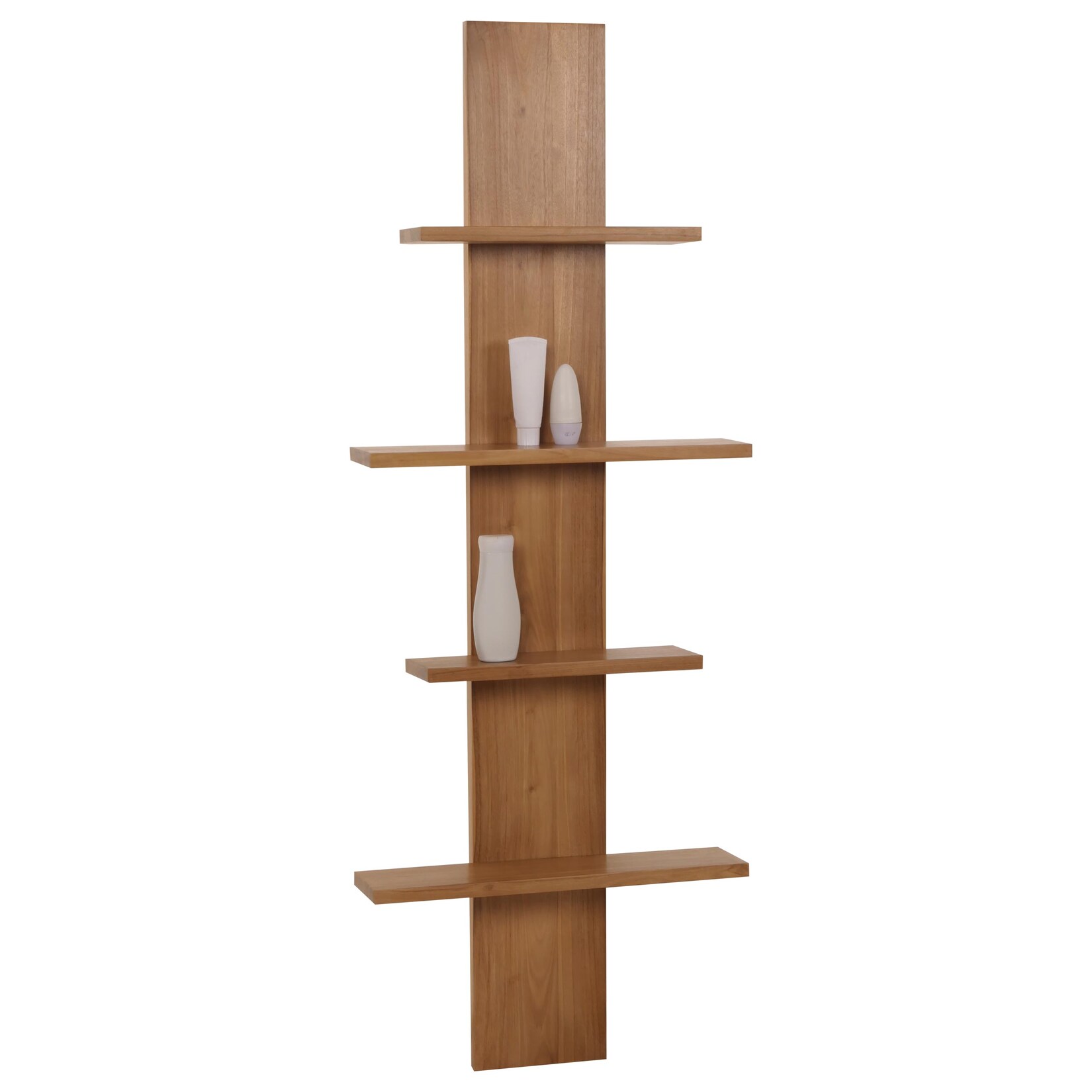 Teak-Wandregal MCW-M72, Badregal Hängeregal Regal, hochwertiges B-Grade-Teak (Kernholz, 20-30 Jahre), 51x56x15cm