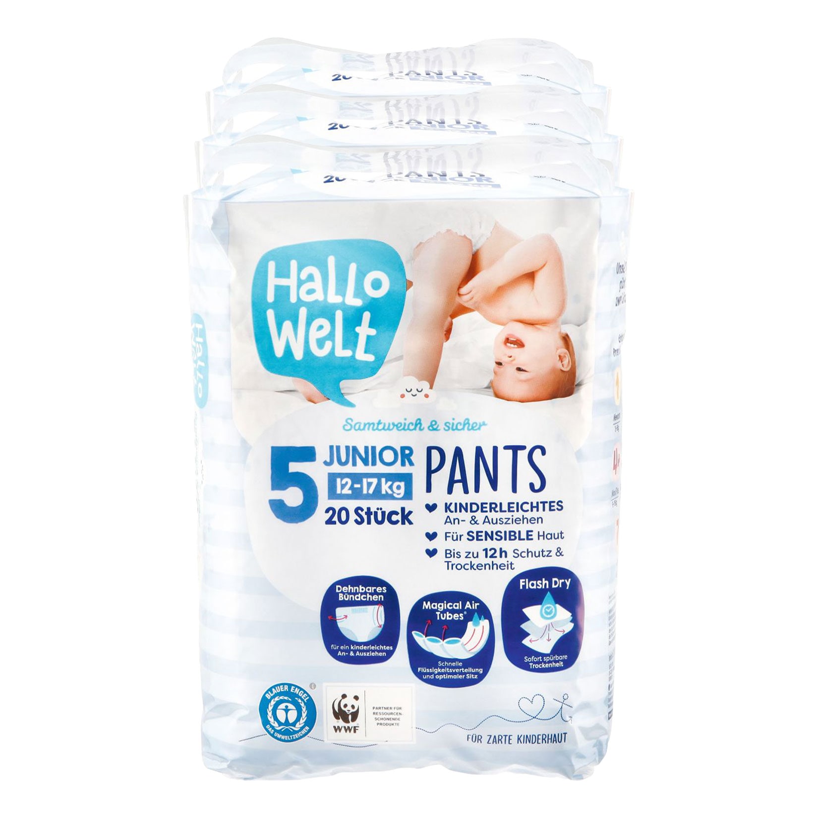 Hallo Welt Pants Gr. 5 Junior 20 St&uuml;ck, 3er Pack - Bild 1