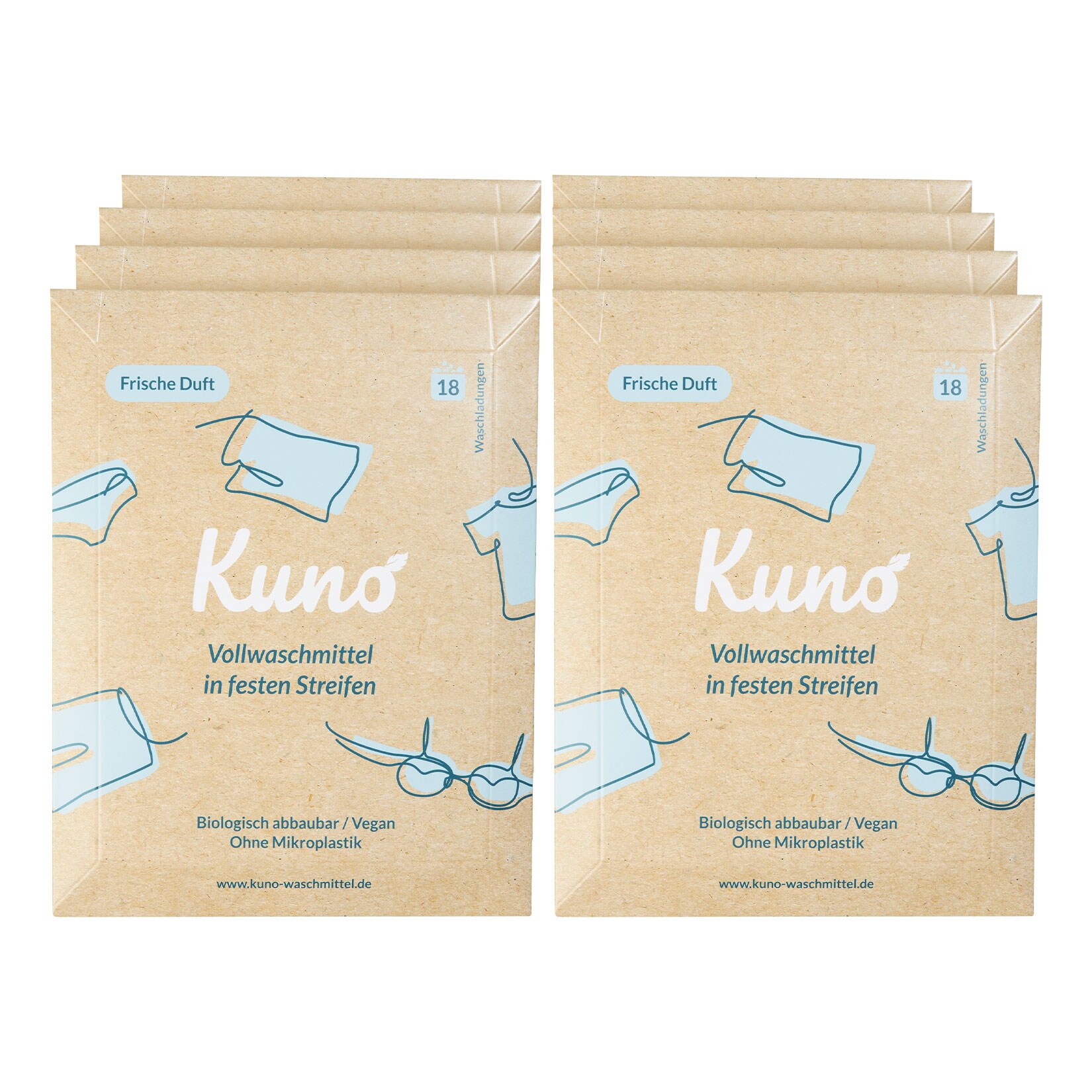 Kuno Waschmittel Universal Waschmittelstreifen 18 WL, 8er Pack - Bild 1