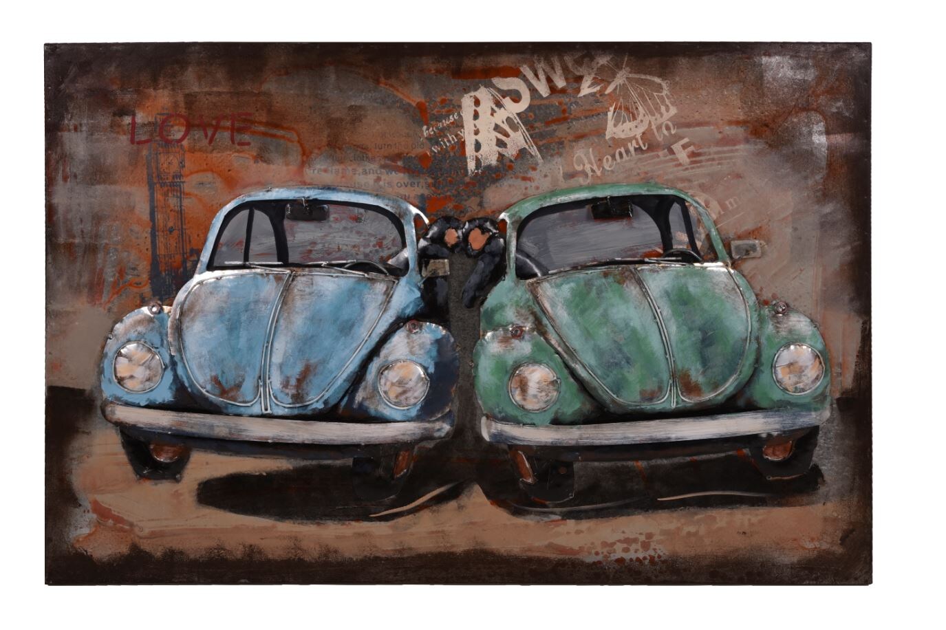 Harms Import & Vertriebs GmbH & Co. KG – 3D Metallbild blaue Autos mit Pärchen | 04041908127556
