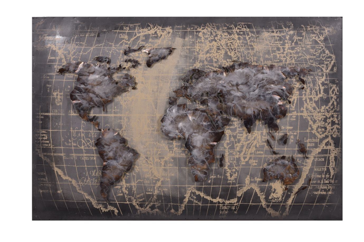 Harms Import & Vertriebs GmbH & Co. KG – 3D Metallbild Weltkarte, grau | 04041908127617