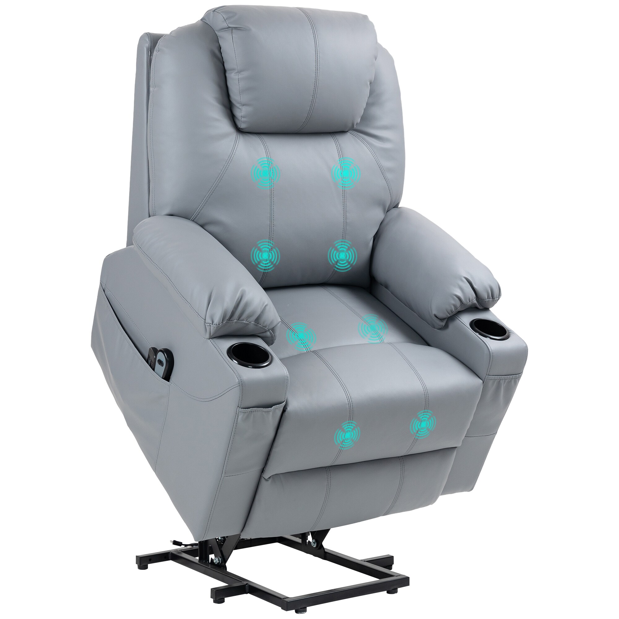 HOMCOM Elektrischer Aufstehsessel Kunstleder, Stahl - Bild 1