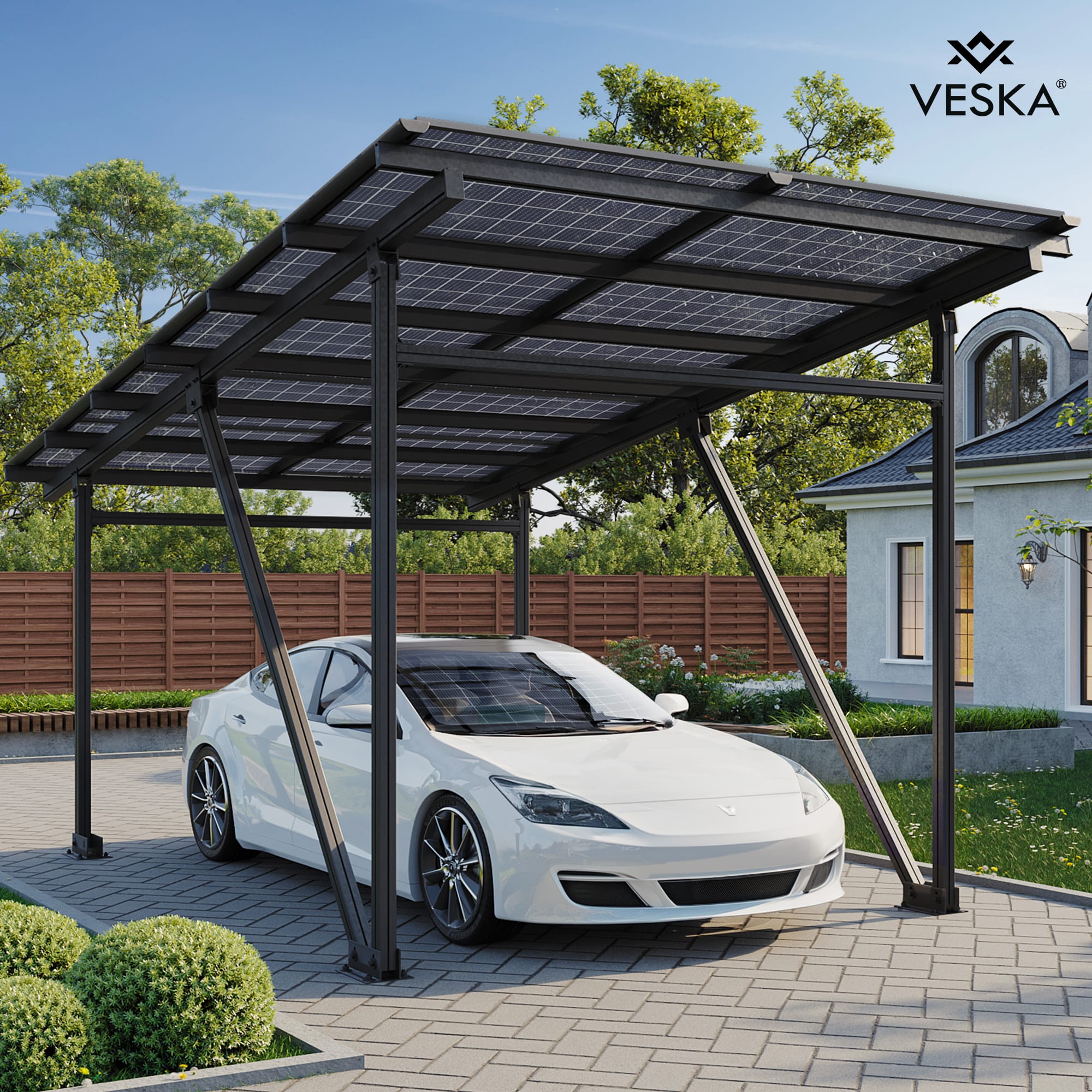 VESKA Solar-Carport "EcoPort 5000Bi" mit 10 Modulen - Effiziente und Nachhaltige Energiegewinnung in anthrazit - Bild 1