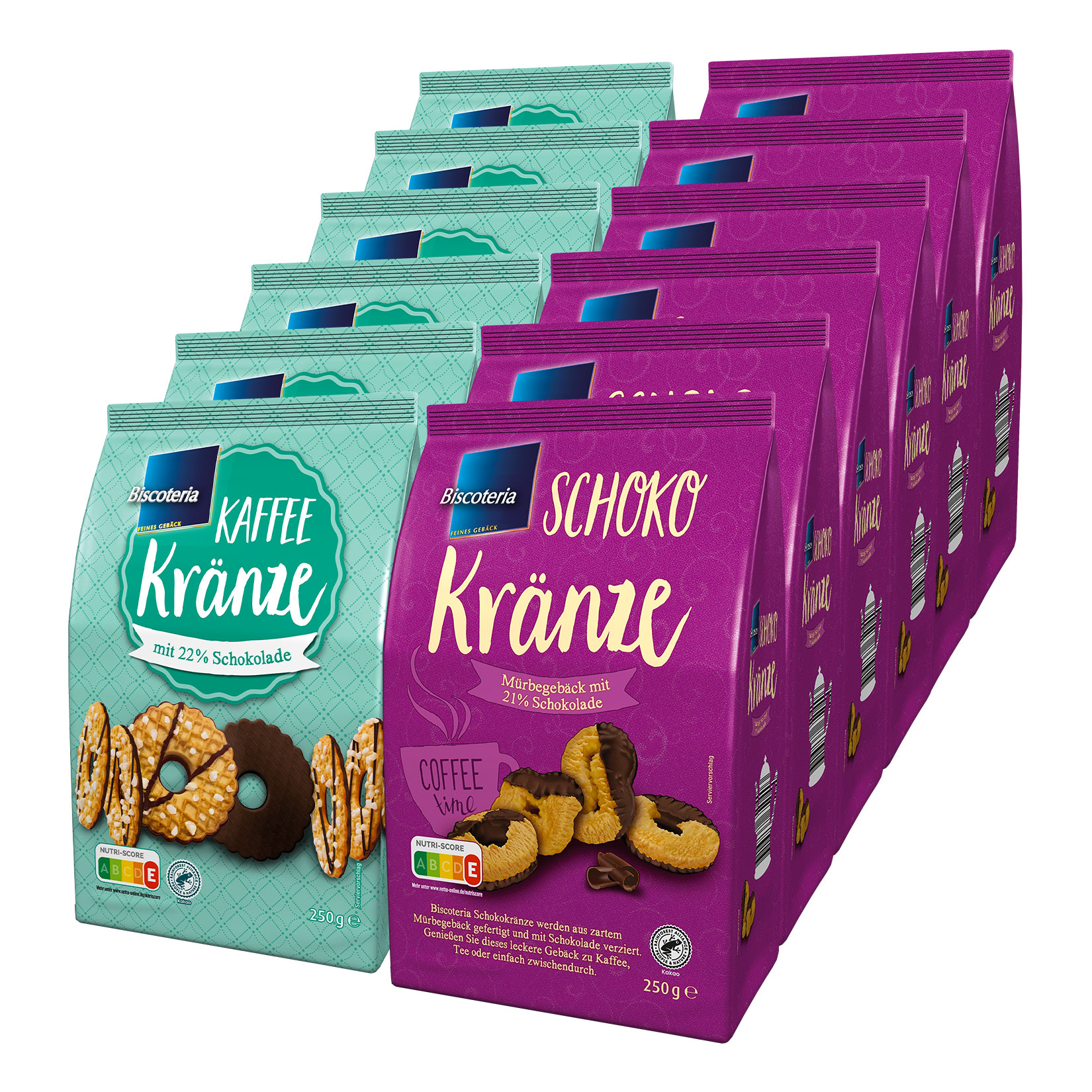 Biscoteria Schoko- oder Kaffeekr&auml;nzel 250 g, verschiedene Sorten, 12er Pack - Bild 1