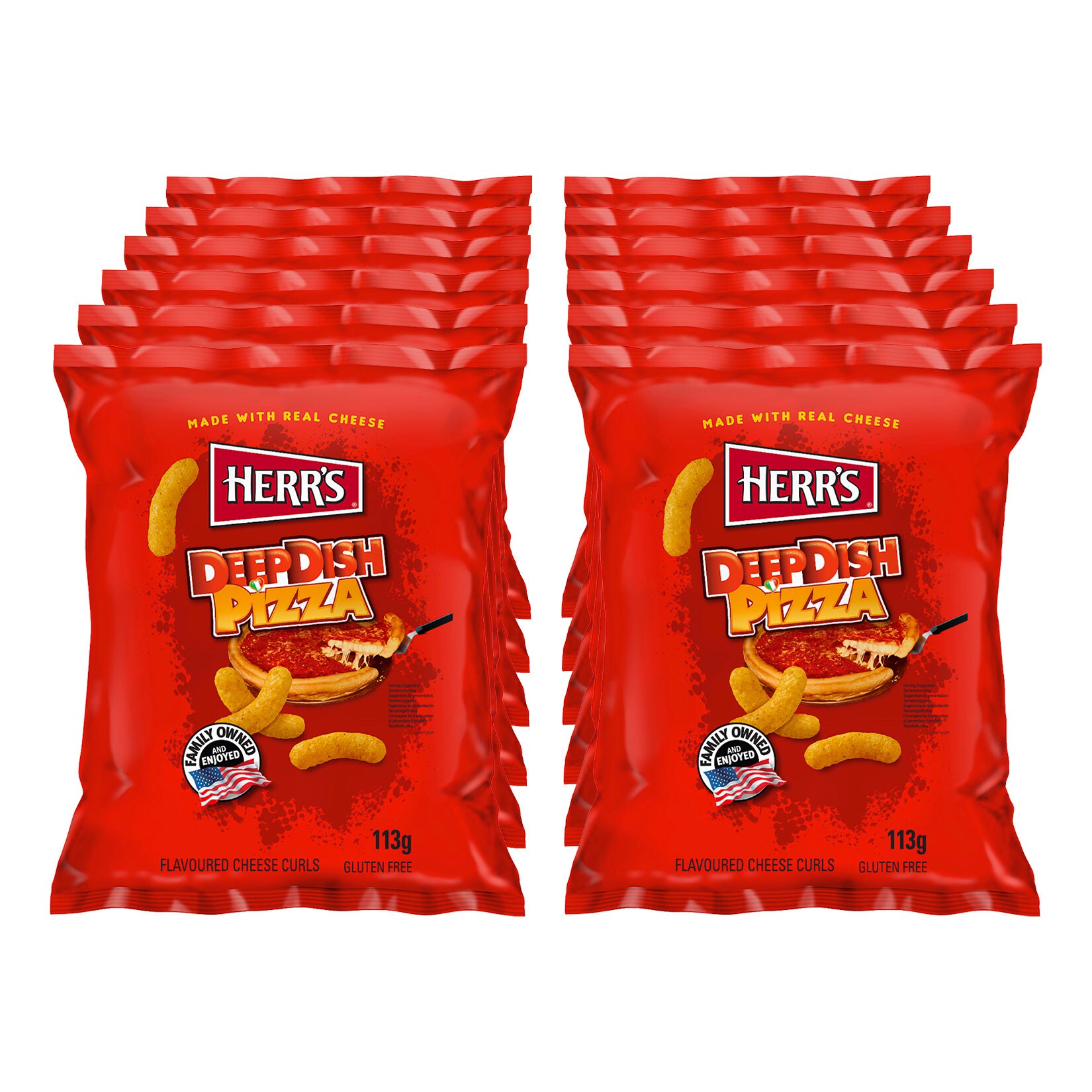 Herr's Cheese Curls Deep Dish Pizza 113g, 12er Pack - Bild 1