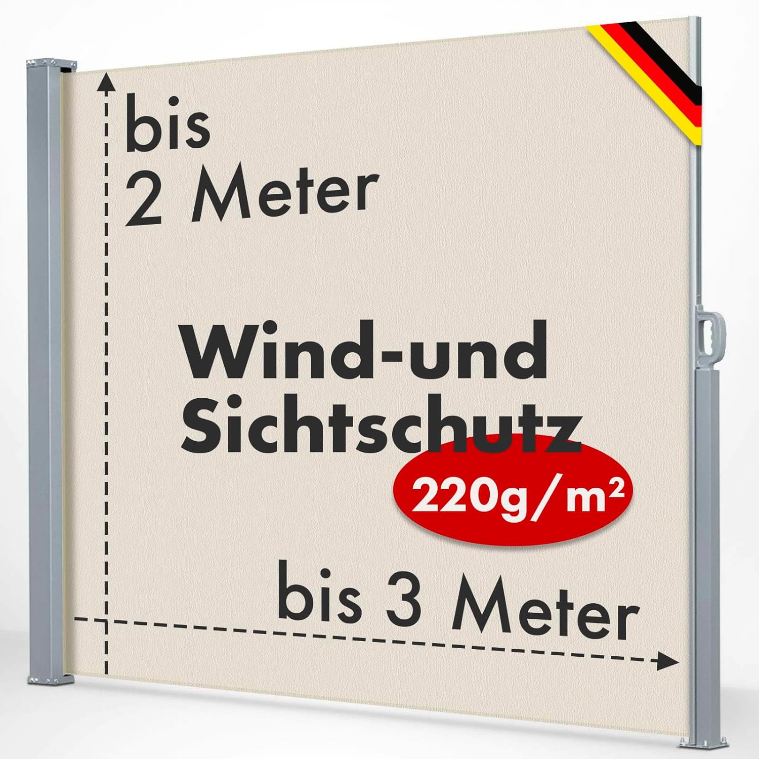 KARAT gardenoutdoor Seitenmarkise | Breite: 300 cm | H&ouml;he: 160 cm - Bild 1