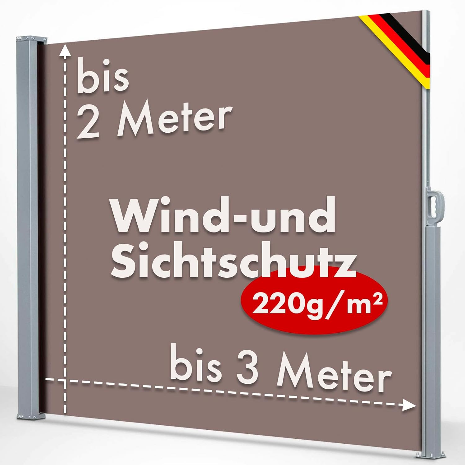 KARAT gardenoutdoor Seitenmarkise | Breite: 300 cm | H&ouml;he: 180 cm - Bild 1