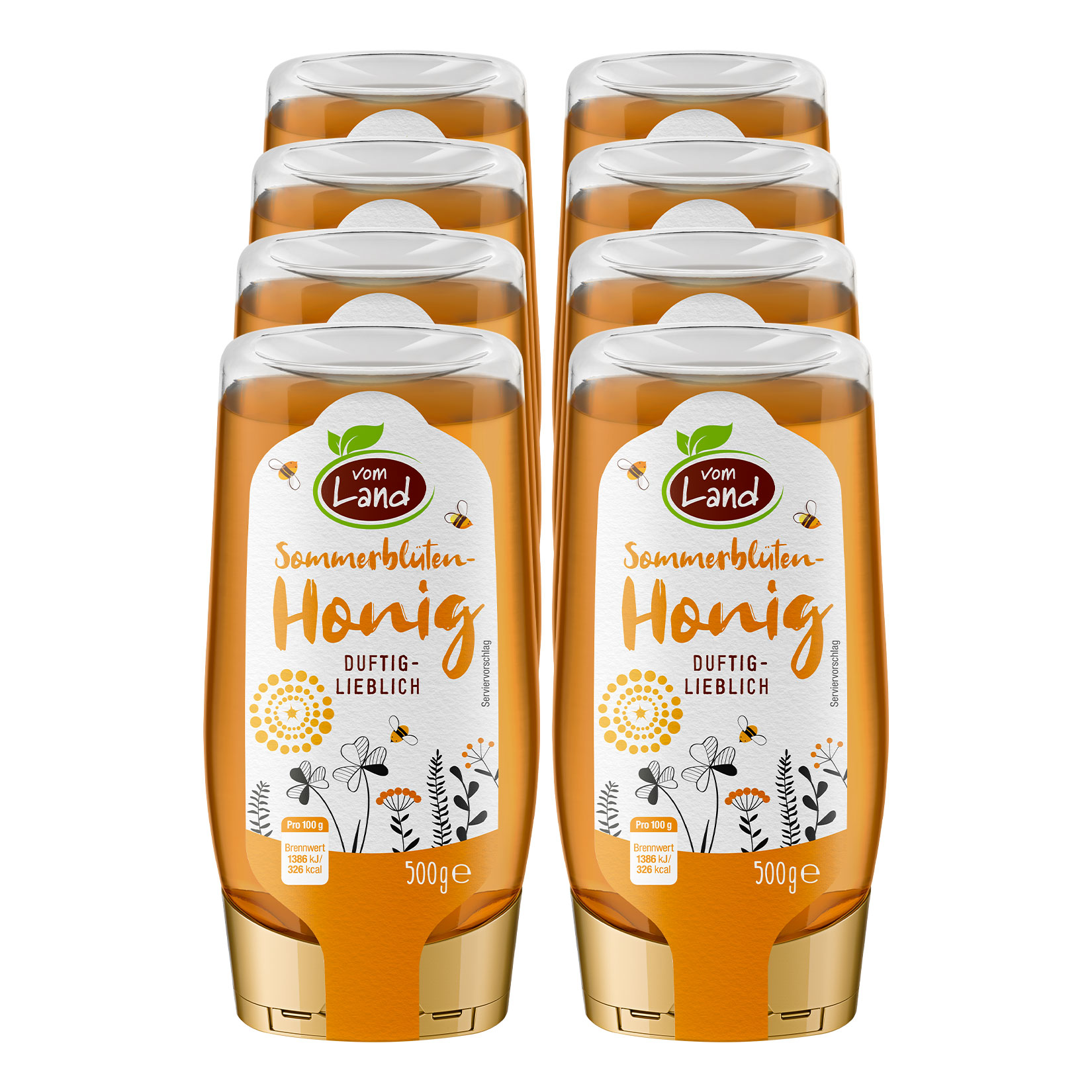 Vom Land Sommerbl&uuml;tenhonig im Spender 500 g, 8er Pack - Bild 1