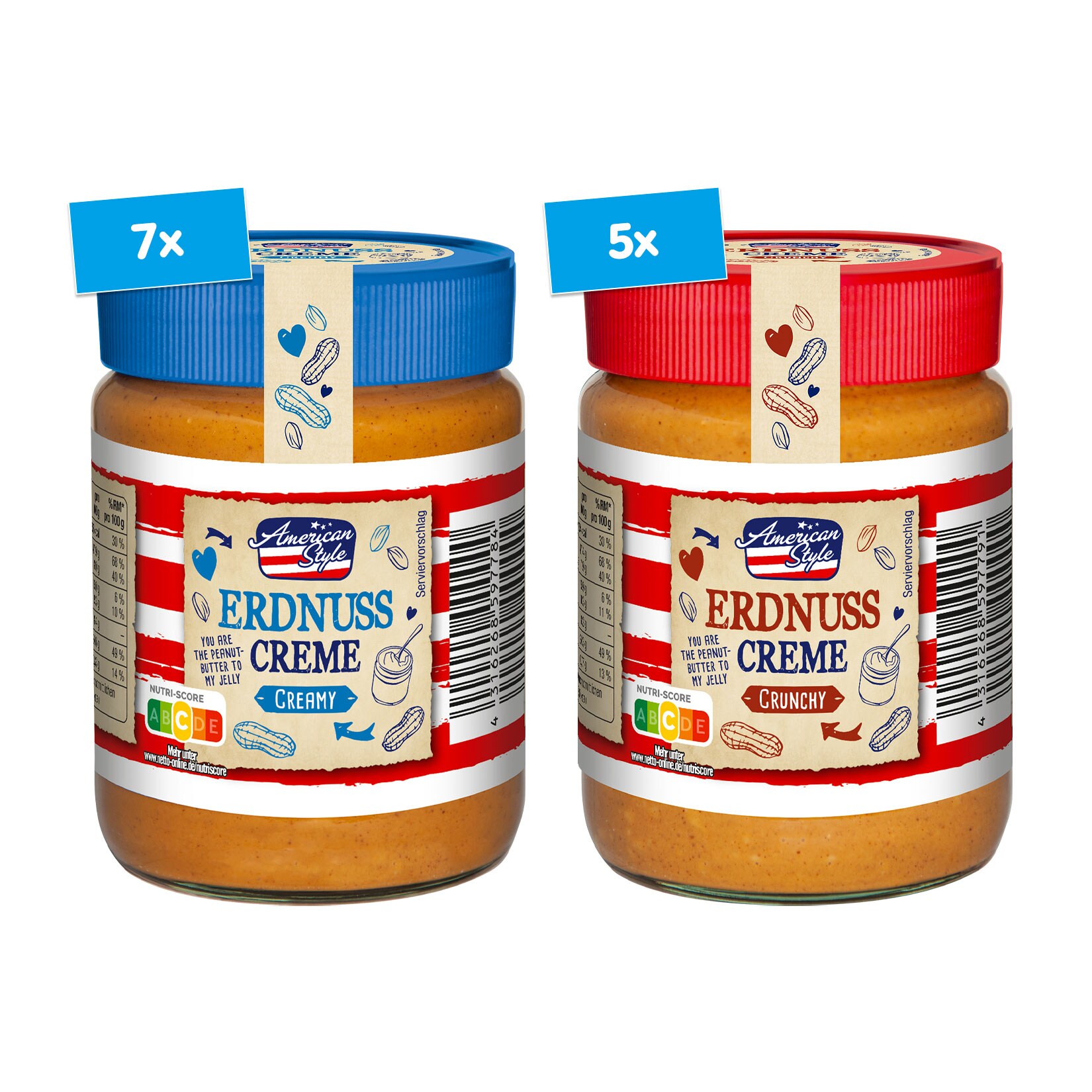 American Style Erdnusscreme 350 g, verschiedene Sorten, 12er Pack - Bild 1