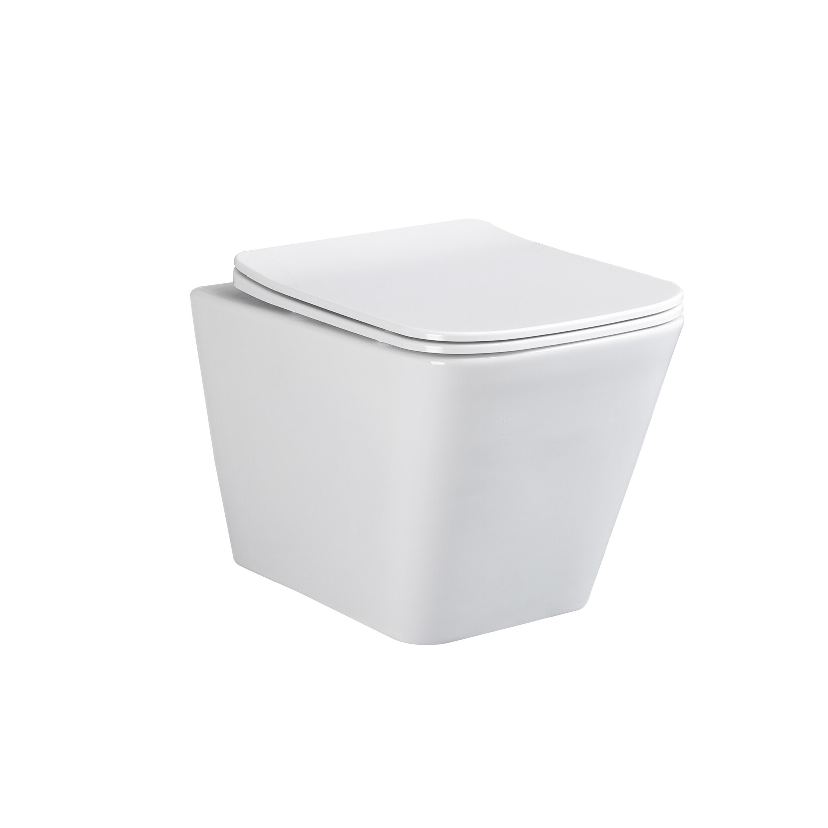 sanicomfort Hänge WC Set Aliki Square – Spülrandloses, Hygienisches Wand-WC Tiefspüler aus Hochwertiger Sanitärkeramik in Weiß, Kompakt, Modern inkl. Soft-Close WC-Sitz