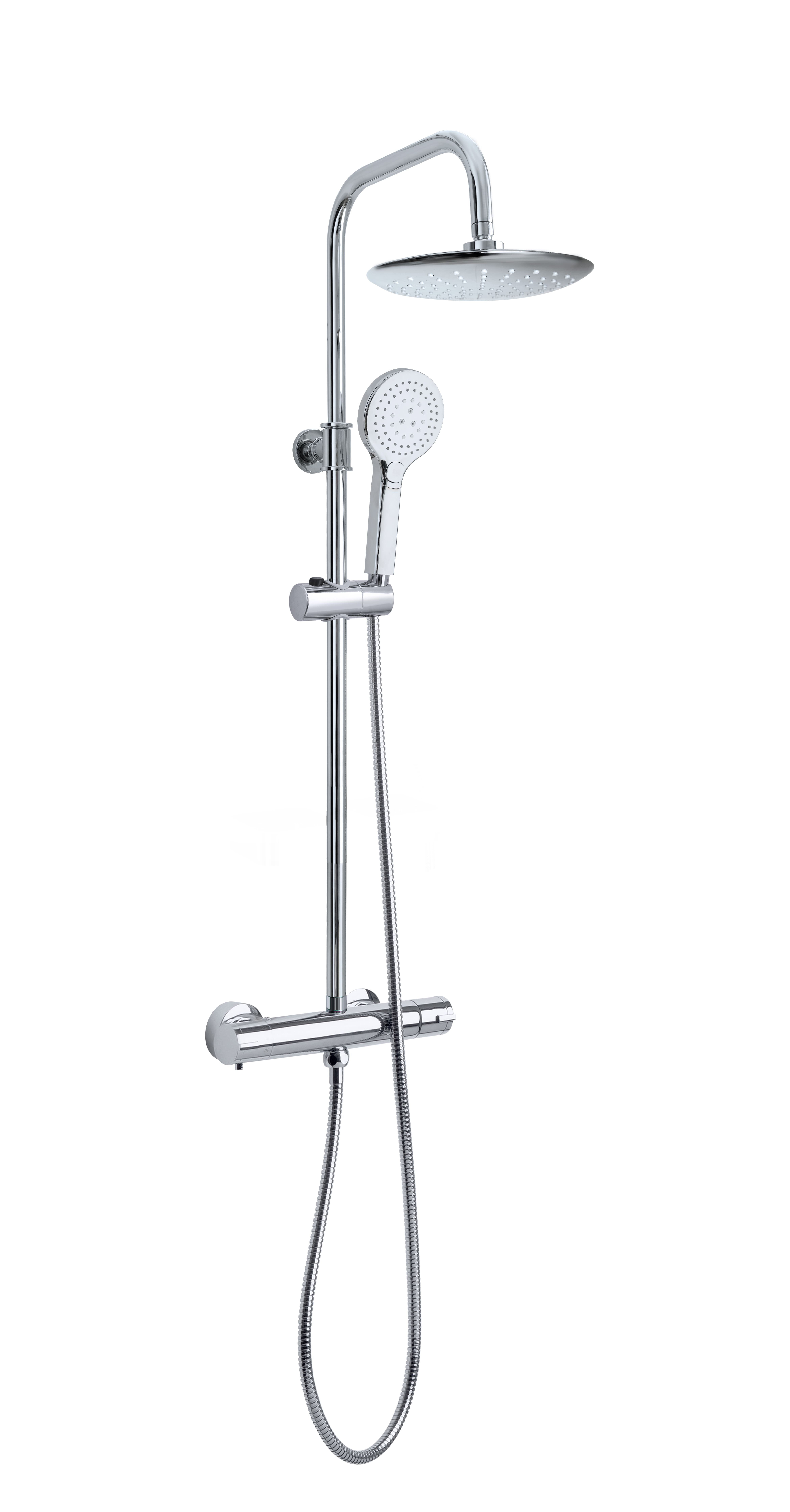 Duschs&auml;ule mit Thermostat chrom, Kopf &Oslash;23cm, Handbrause 3 Strahl - Bild 1