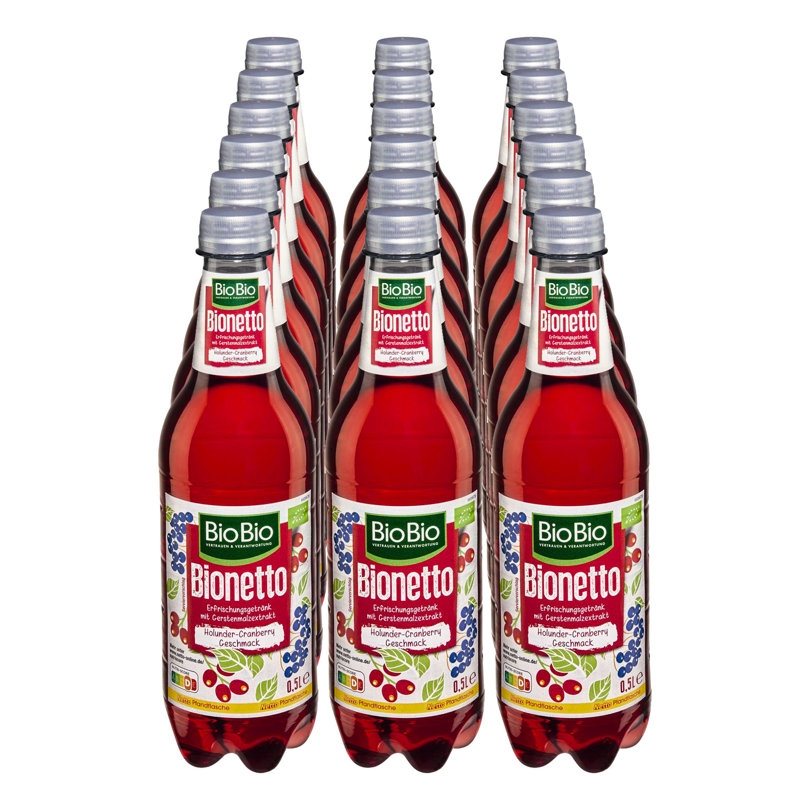 BioBio Bionetto Holunder-Cranberry 0,5 Liter, 18er Pack
