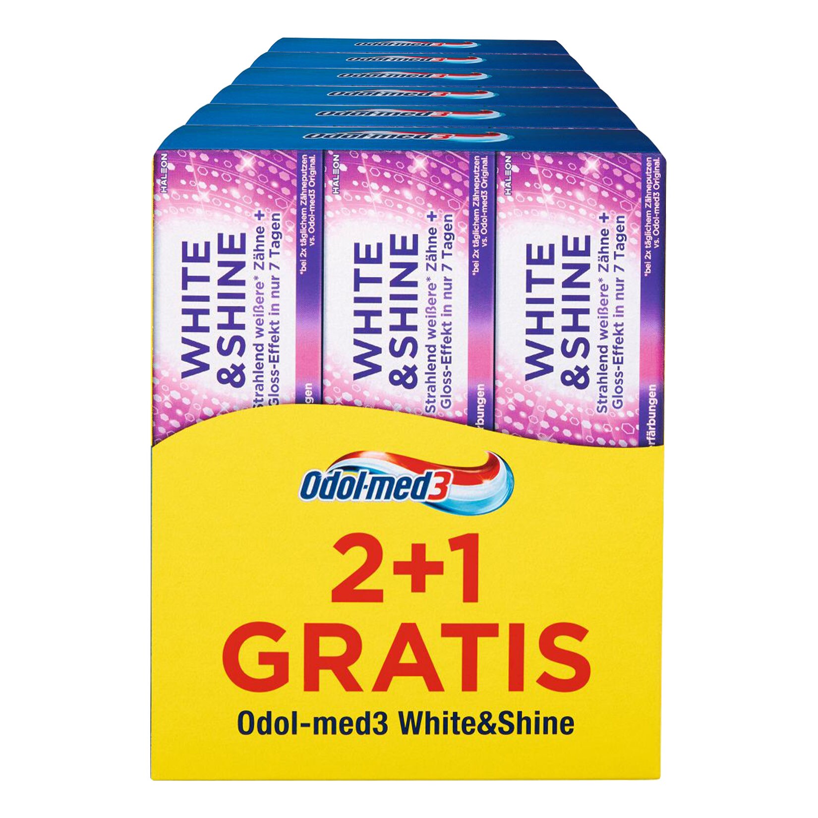 Odol Med 3 Zahncreme White & Shine 225 ml, 6er Pack - Bild 1