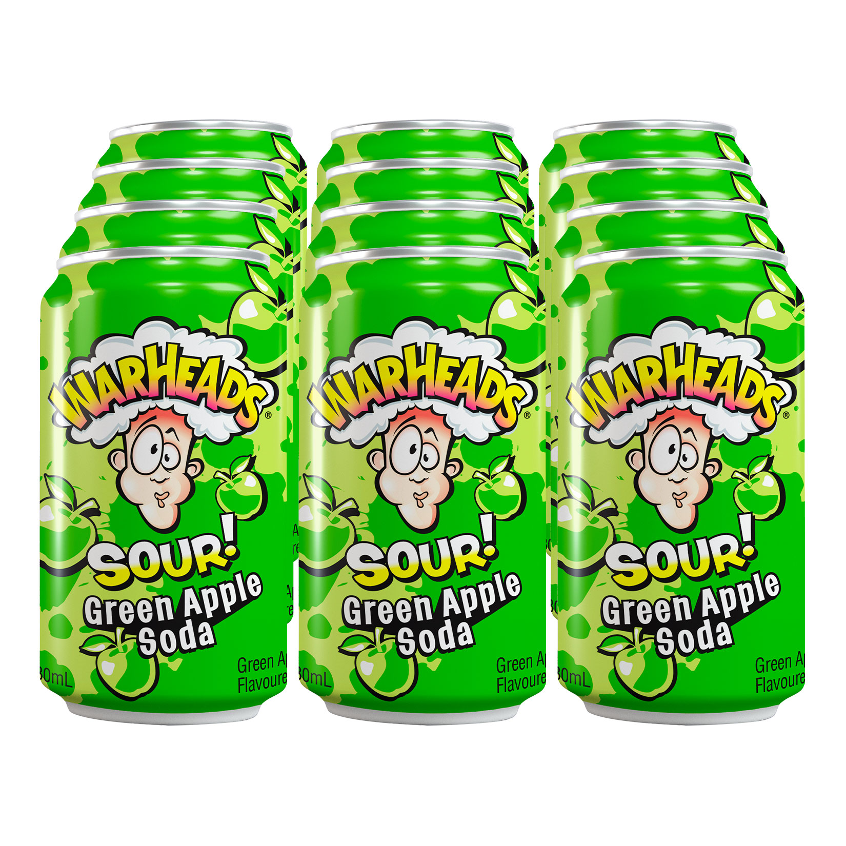 Warheads Soda Sour Green Apple 0,33 Liter Dose, 12er Pack - Bild 1