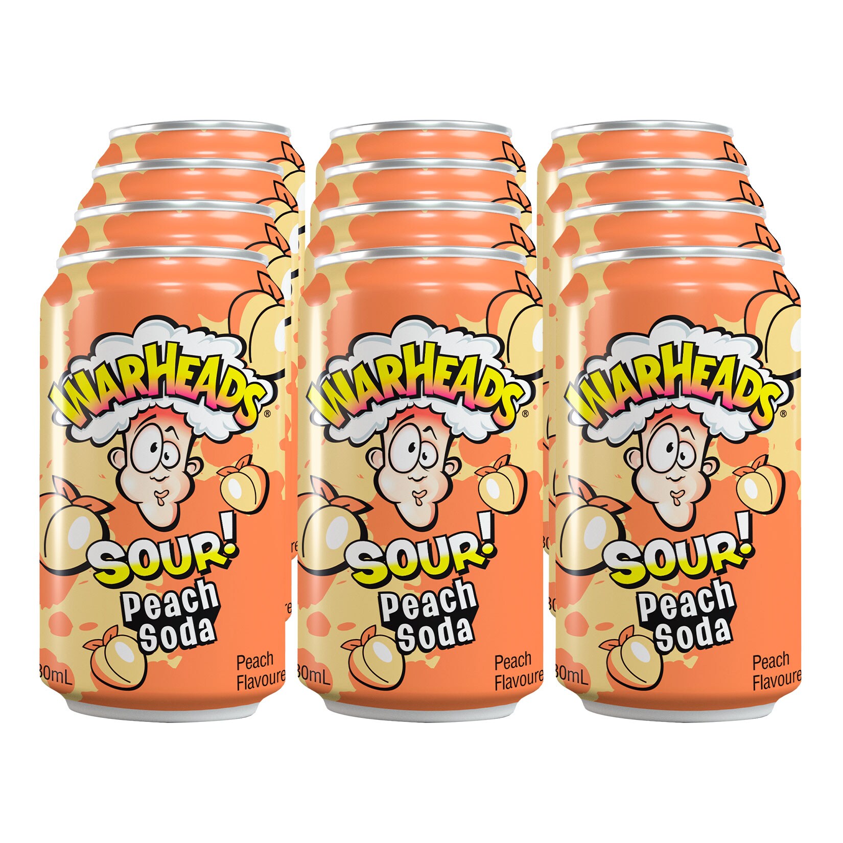 Warheads Soda Sour Peach 0,33 Liter Dose, 12er Pack - Bild 1
