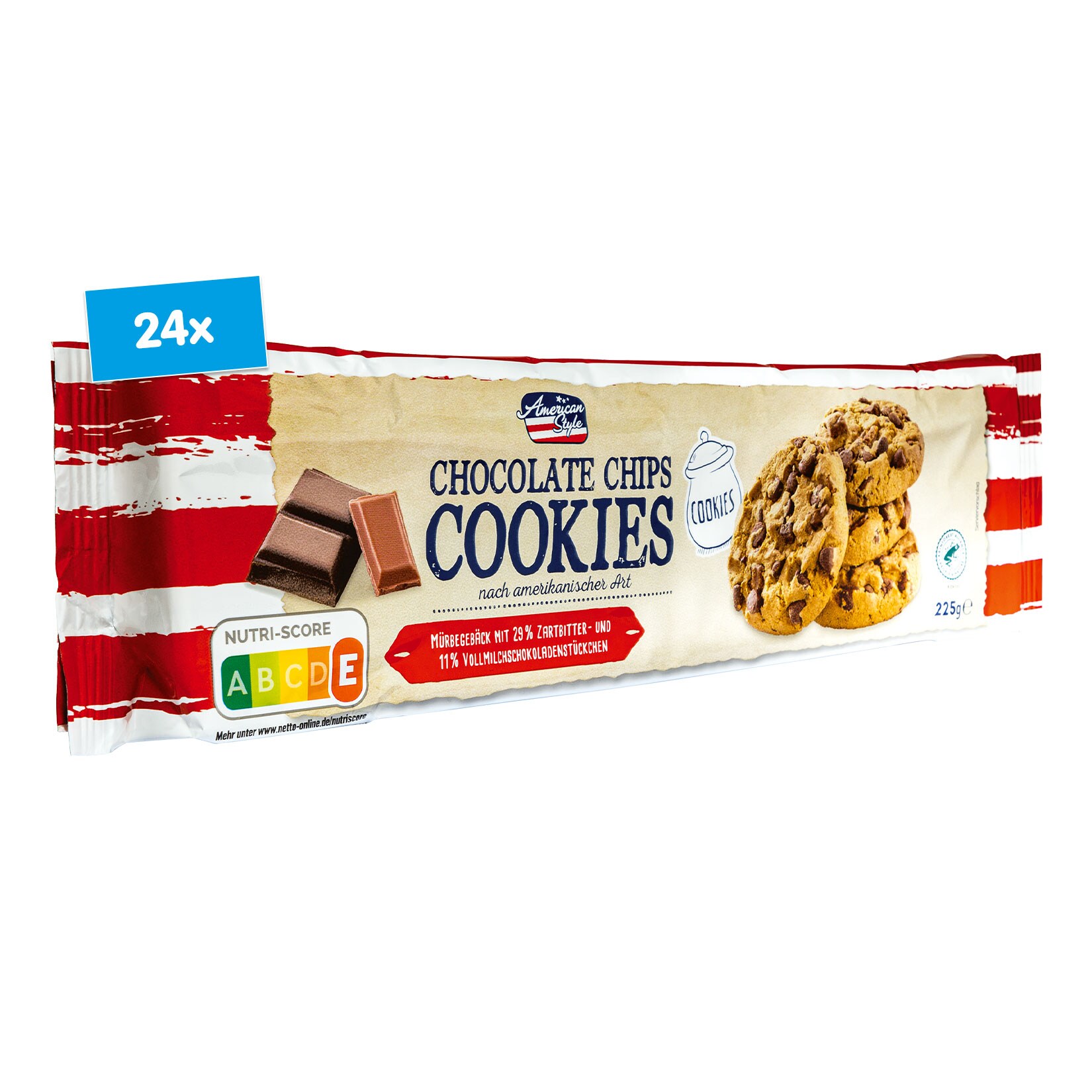 American Style Chocolate Cookies 225 g, 24er Pack - Bild 1