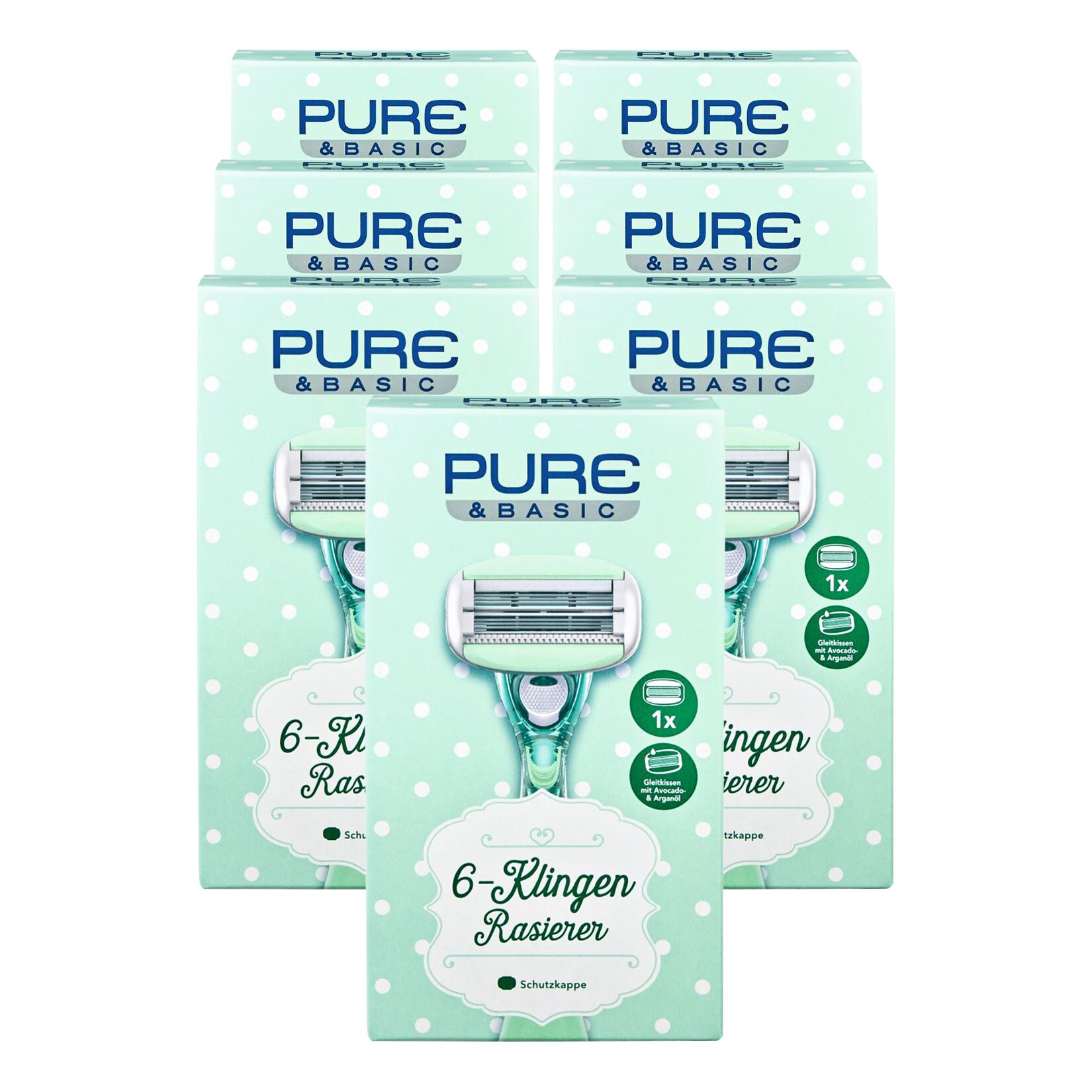 Pure & Basic 6- Klingen Damenrasierer, 7er Pack - Bild 1