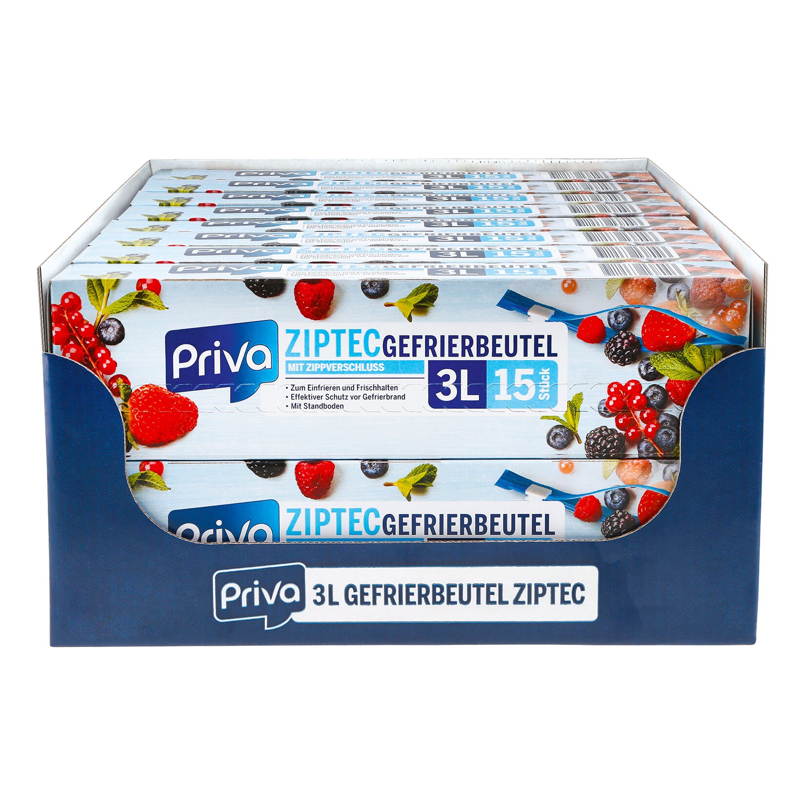 Priva Gefrierbeutel mit Ziptec 15 x 3 Liter, 16er Pack - Bild 1