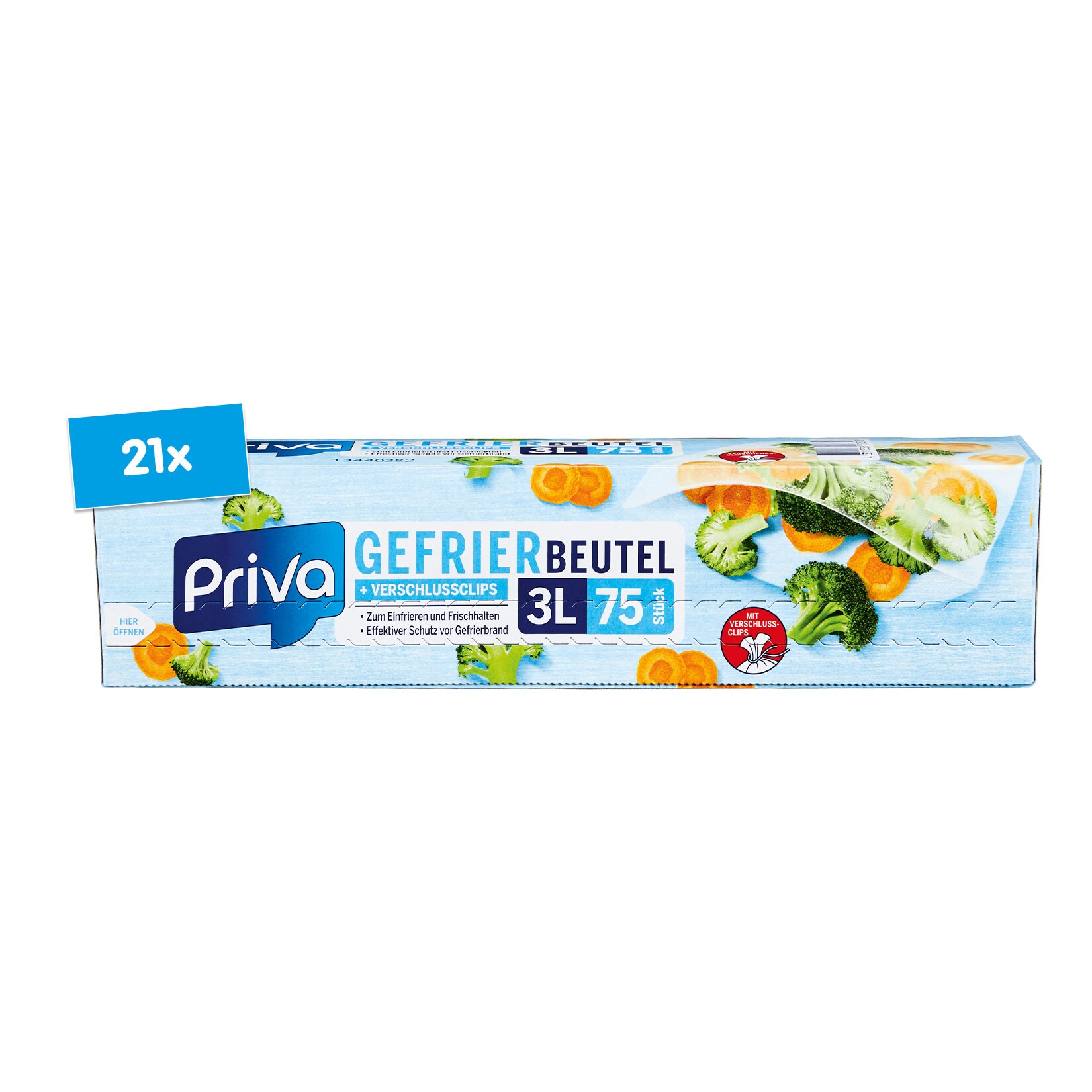 Priva Gefrierbeutel 75 x 3 Liter, 21er Pack - Bild 1