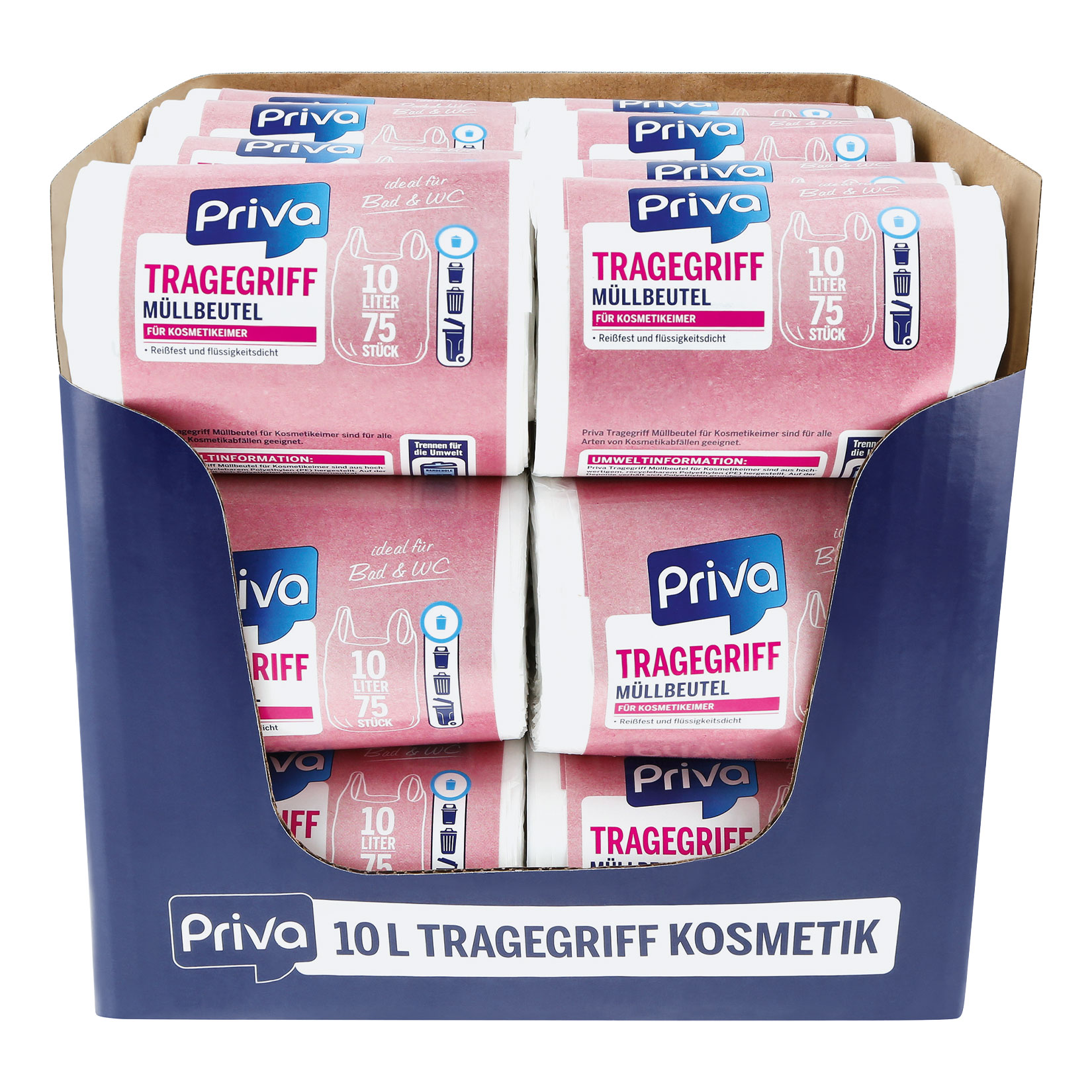 Priva Kosmetikeimerbeutel 75 x 10 Liter, 24er Pack - Bild 1