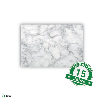 3Senso Infrarotheizung ST500 Motivdruck „Marmor weiß-grau“ –  500 Watt – 15 Jahre Garantie;  Querformat Wohnraum | 04262477251767