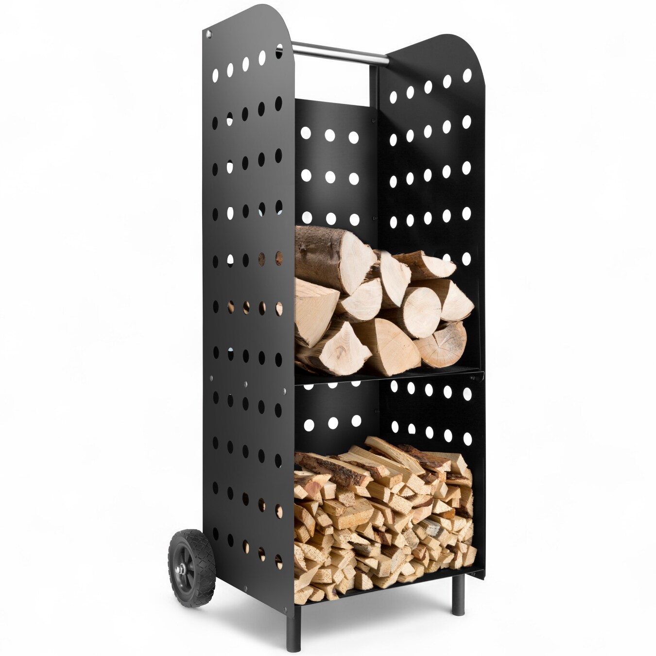 tectake® Holzwagen, aus Stahl, zusätzlicher Boden , 53,5 x 41 x 112 cm
