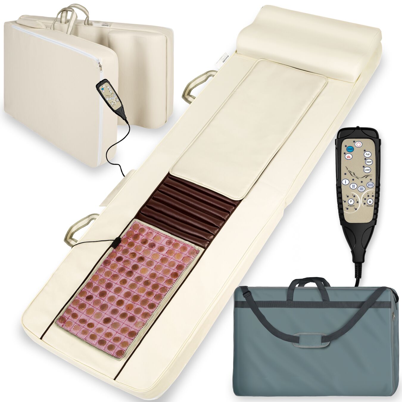 tectake&reg; Shiatsu-Massagematratze, mit Jadestein-W&auml;rmematte, 4 Massagezonen und 4 Massagest&auml;rken, 186,5 x 60 x 11 cm - Bild 1