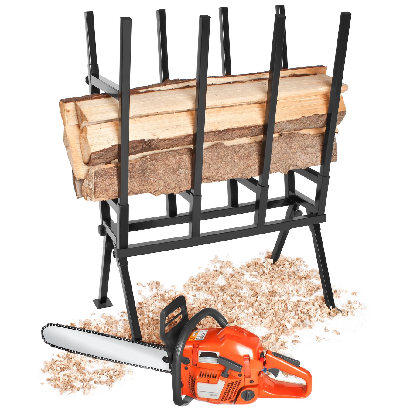 tectake® Holzsägebock, aus lackiertem Stahl, Belastbarkeit 400 kg, 76 x 53 x 102 cm | 04260182875445
