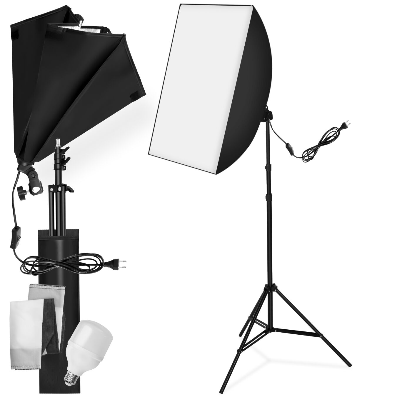 tectake&reg; Studioleuchte, mit Softbox und ausziehbarem Stativ, 6500K Dauerlicht, geringes Gewicht, inklusive Tragetasche - Bild 1