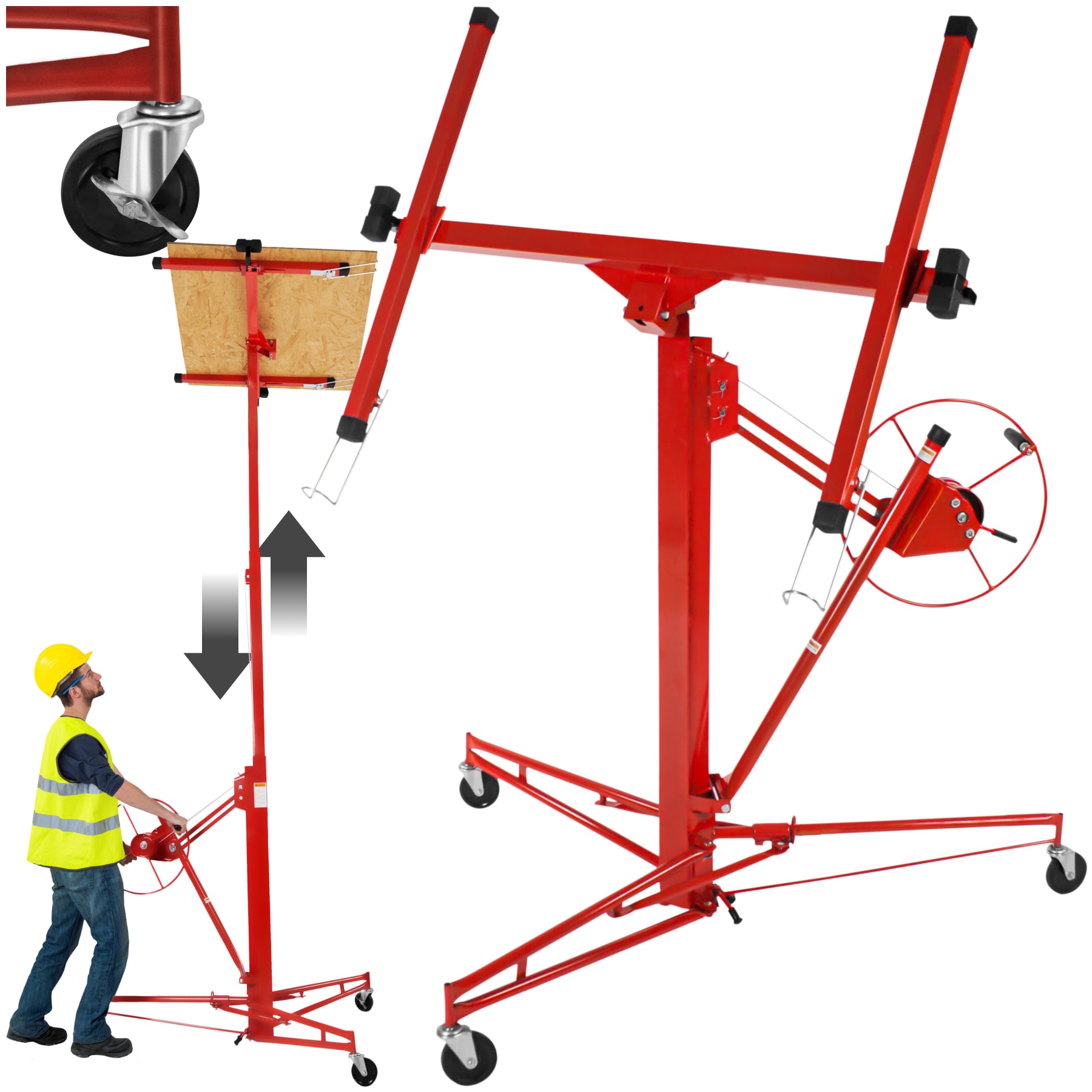 tectake&reg; Plattenheber, 1-Mann-Bedienung, neigbar, breite Stativf&uuml;&szlig;e mit 3 Lenkrollen inklusive Feststellbremsen - Bild 1