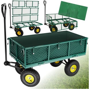 tectake® Bollerwagen, mit klappbaren Seitenwänden, leichtgängige Lenkachse mit gepolstertem Griff, Belastbarkeit 350 kg - Bild 1
