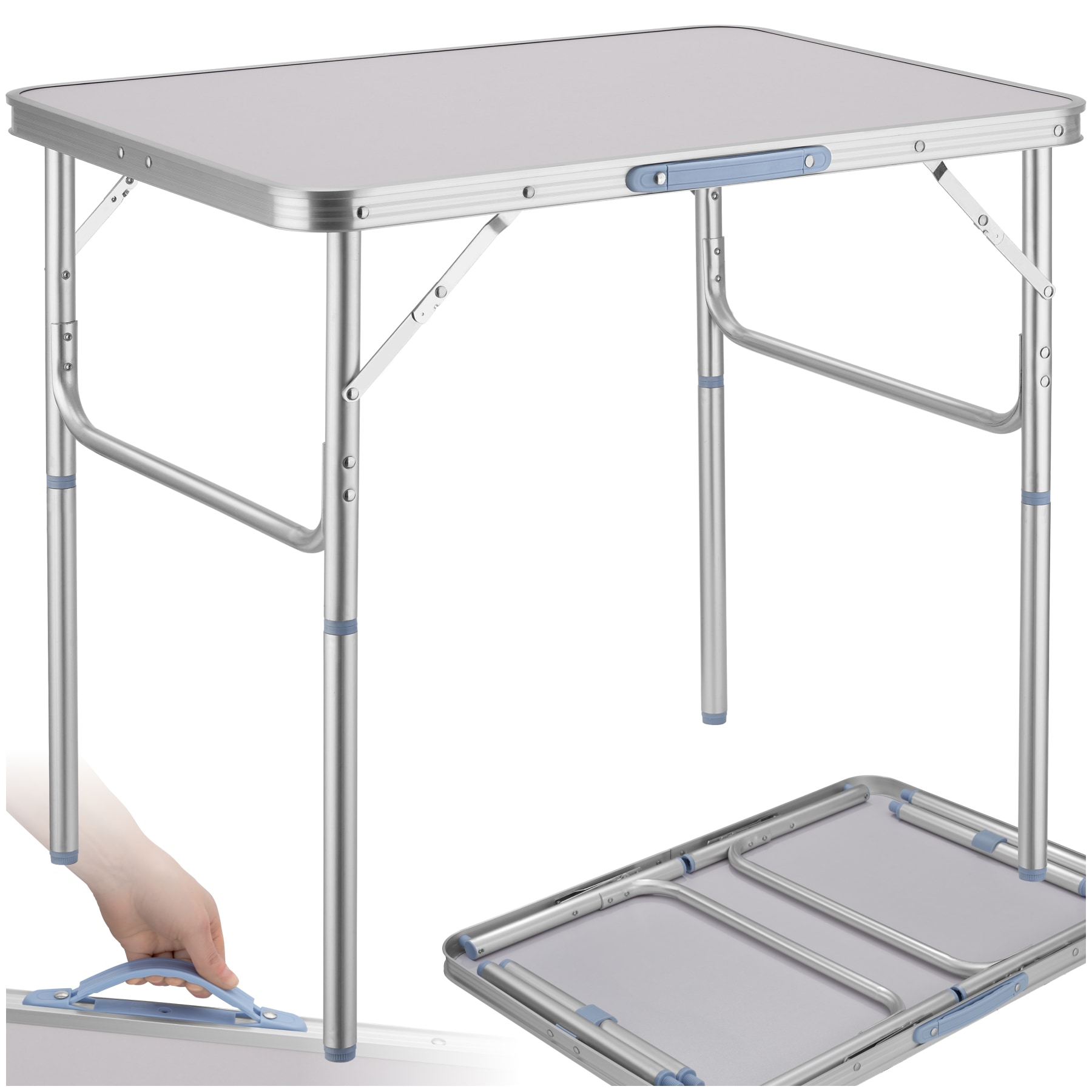 tectake&reg; Campingtisch, klappbar, anschraubbare, h&ouml;henverstellbare Beine und F&uuml;&szlig;e, 75 x 55 x 68 cm - Bild 1